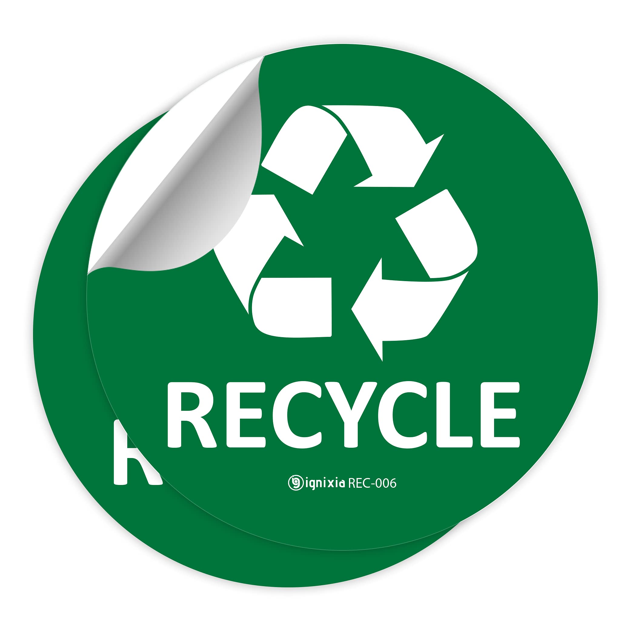 IGNIXIA 6x6 Inches Large Recycle Stickers for Trash Cans - Pack of 2 Waterproof UV Protected Recycling Labels for Indoor & Outdoor Bins (Green) - Perfect for Home, Office, School & Public Recycling Stations