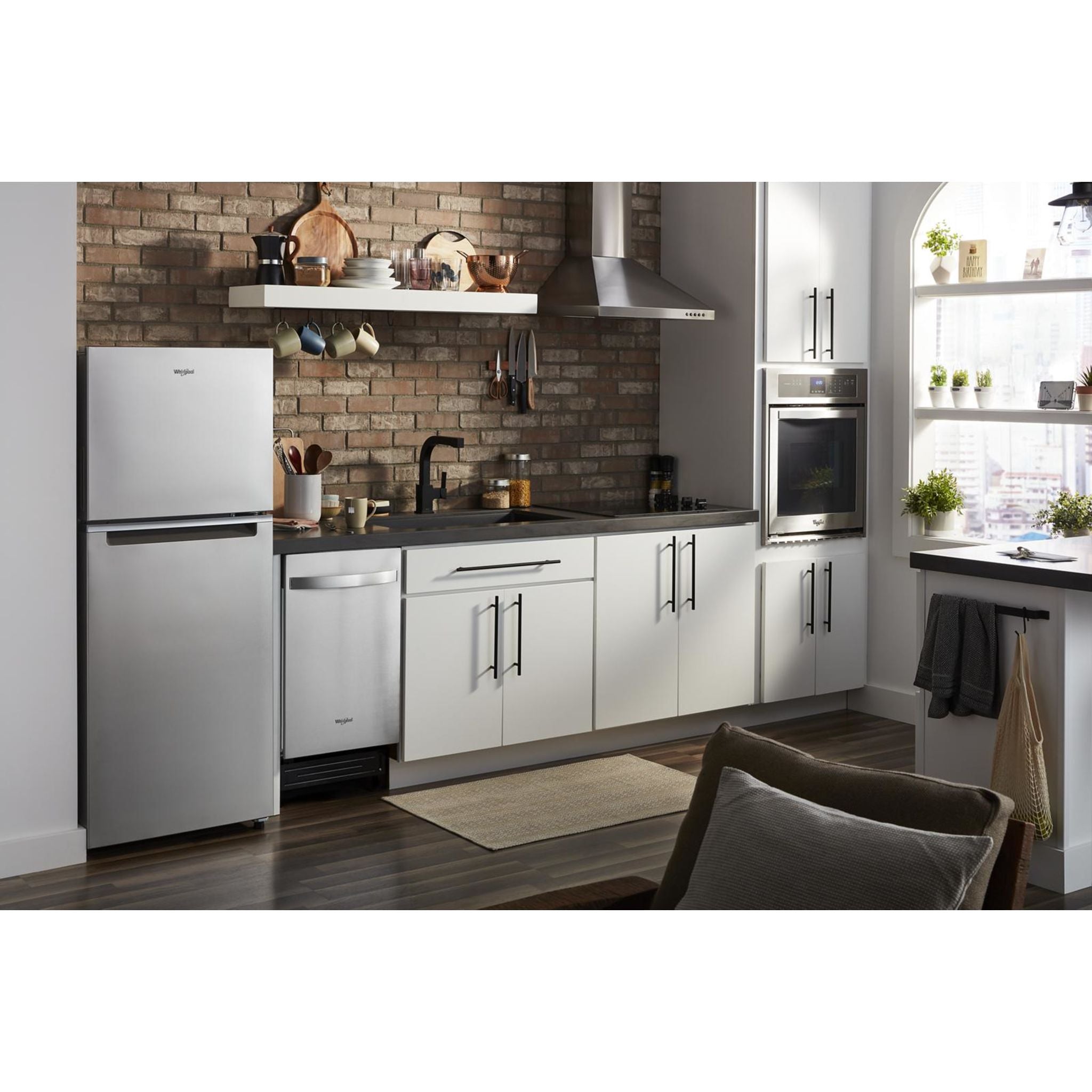 Whirlpool WRT112CZJZ 18.2 Cu. Ft. Top Freezer Refrigerator with FGPR Stainless Steel Finish - Perfect for Kitchens, Apartments & Small Spaces