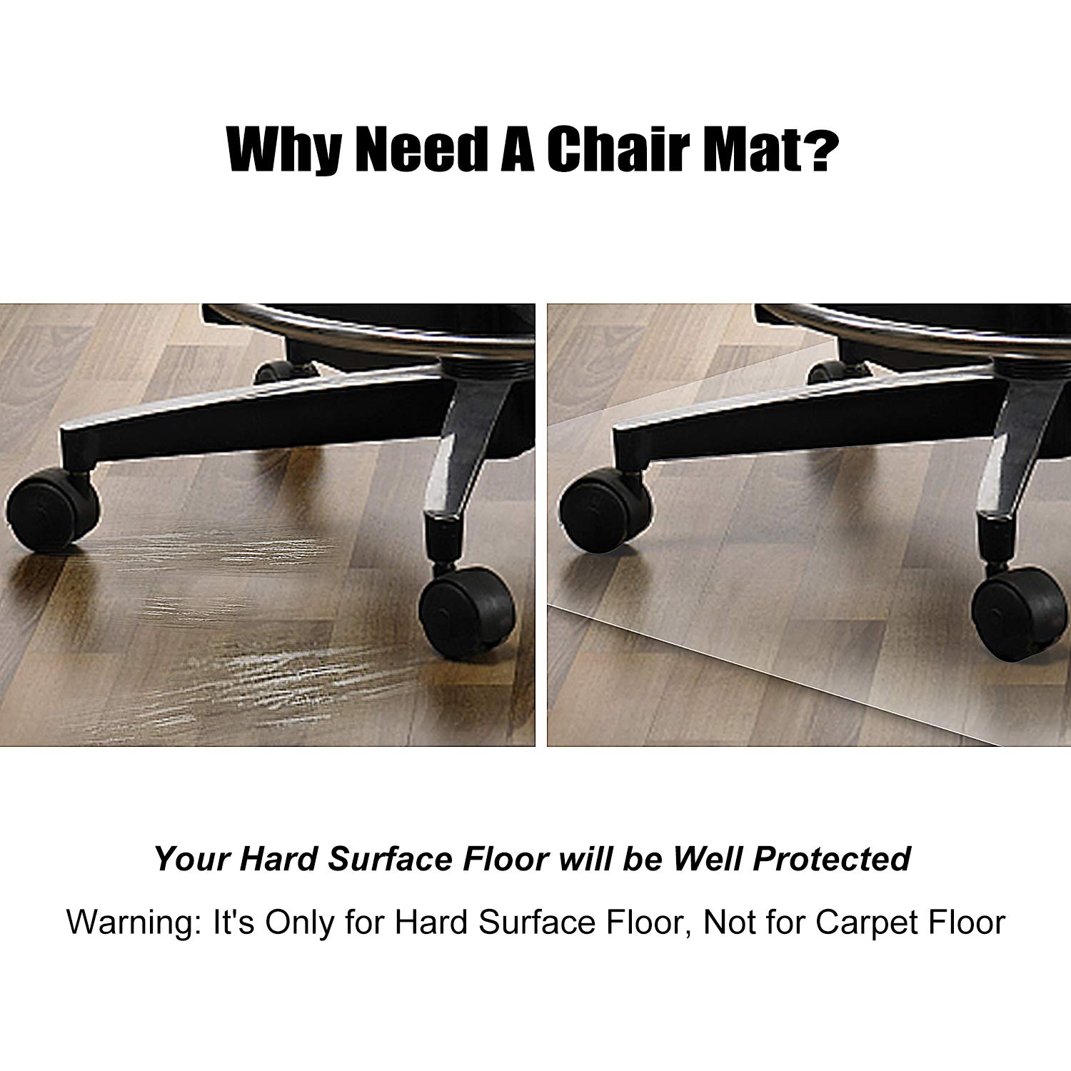 Azadx Clear Plastic Chair Mat for Hardwood Floors 30