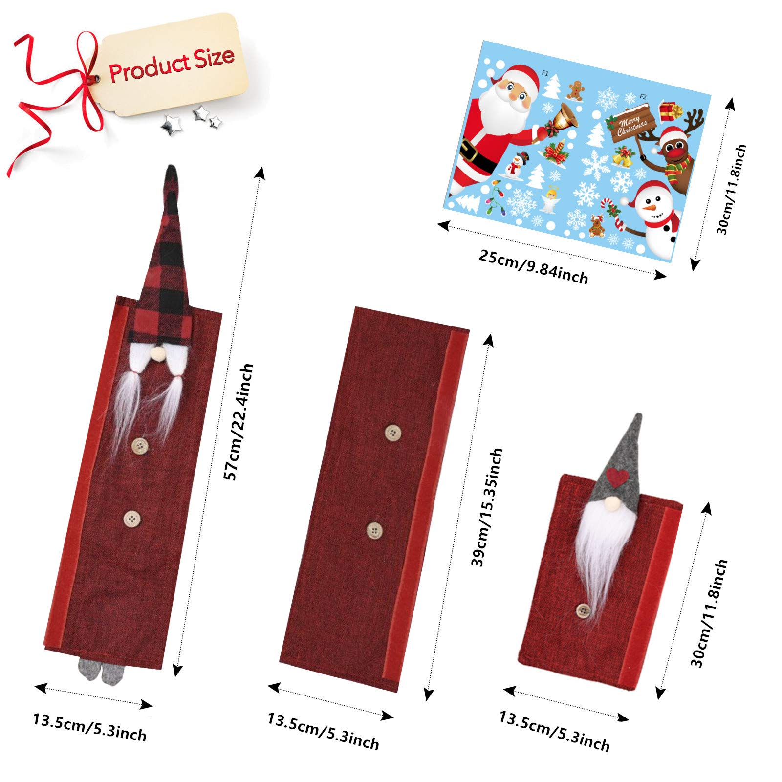 Festive Christmas Refrigerator Decorations Set - 8 Xmas Fridge Door Handle Covers & Snowman Stickers - Holiday Kitchen Decor for Microwave, Dishwasher & Fridge - Perfect for Home, Party & Gift Giving