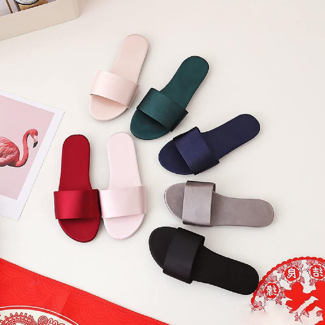 HANDKEI Women's Summer Satin Slippers - Breathable Indoor Flat Sandals for Home, Spa & Relaxation | Comfortable House Shoes for Women