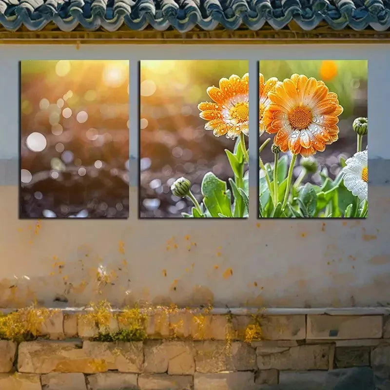 3-Piece Vibrant Floral Wall Art Set - Framed Canvas Prints 50x70cm (20x28in) - High Quality Australian Made Home Decor - Perfect for Living Room, Bedroom & Office Decoration