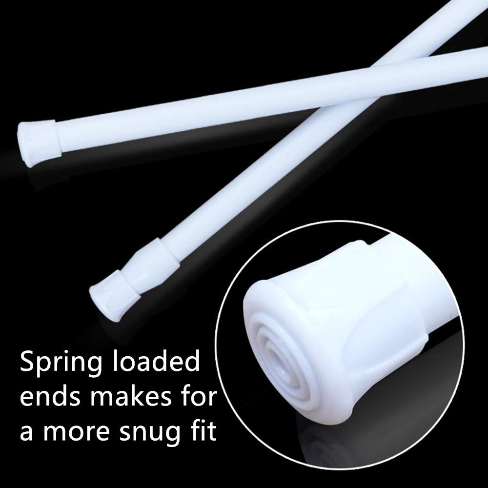 8 Pack Adjustable Tension Rods 15.7-28 Inch, Spring Curtain Rods for Windows, Closets, Bathrooms, Refrigerator & DIY Projects - White - Perfect for Home Organization & Space Saving
