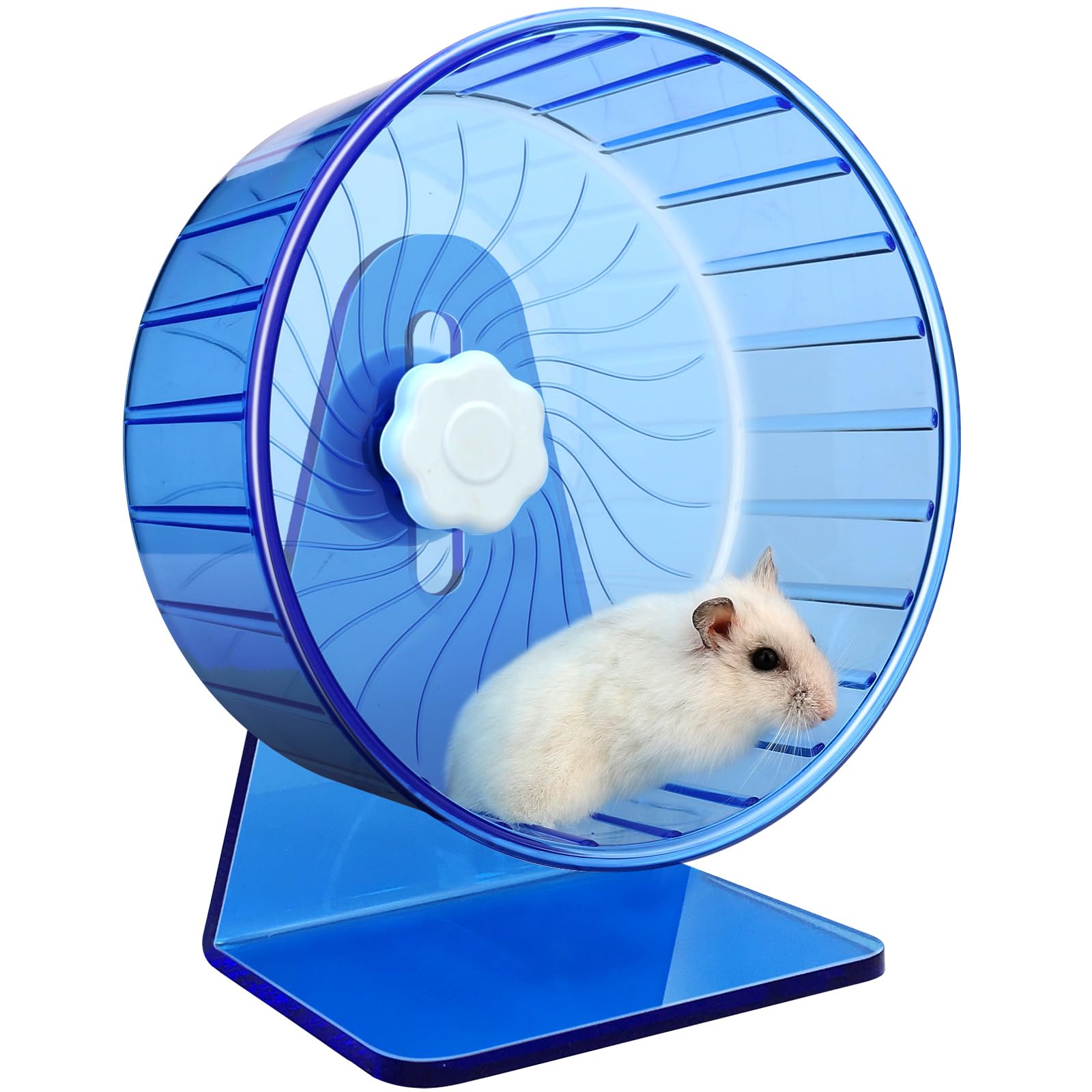Silent Hamster Exercise Wheel - 5.5 Inch Blue Quiet Spinning Wheel for Hamsters, Gerbils & Small Pets with Adjustable Stand - Perfect for Cage Accessories & Nighttime Play