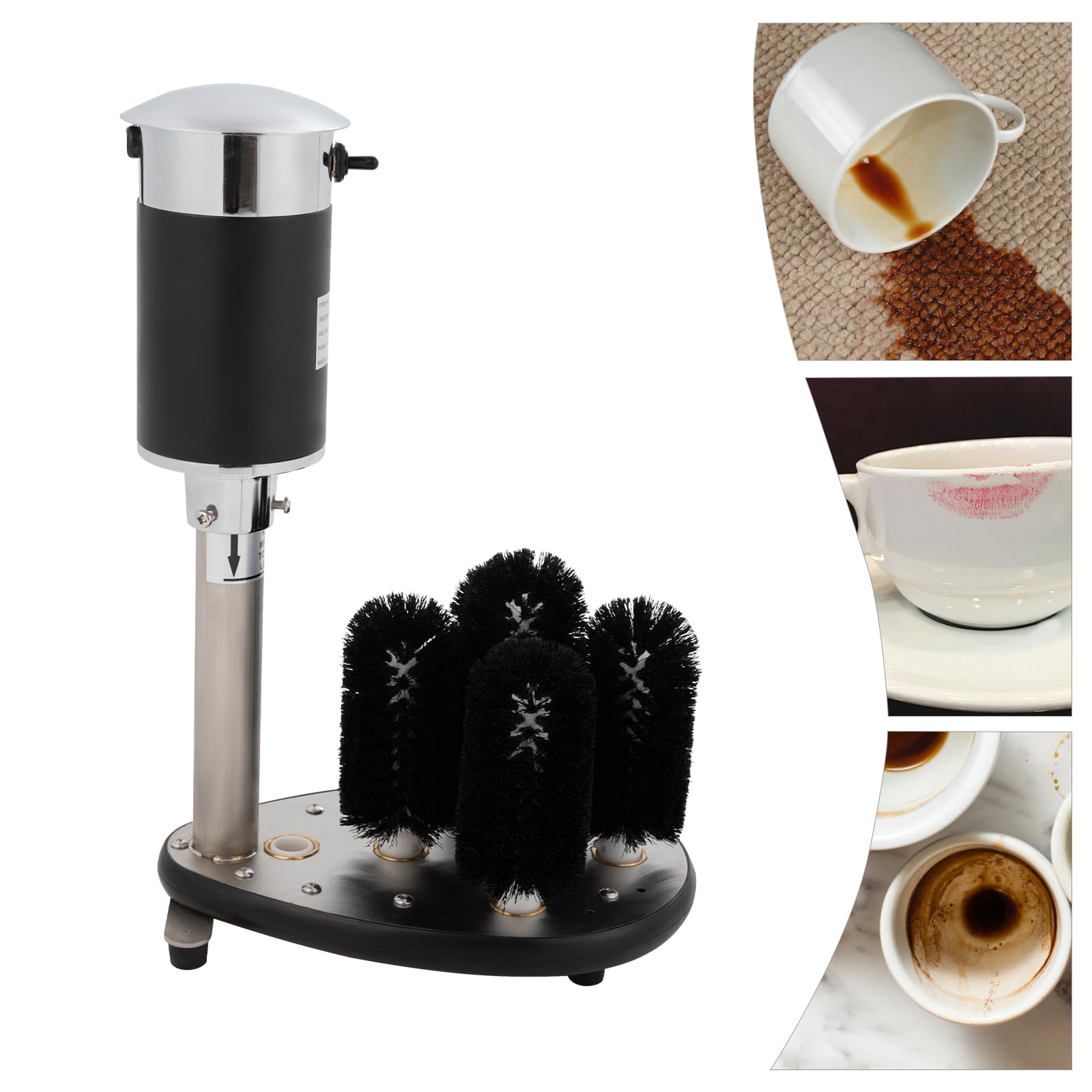 Electric Bar Glass Washer Machine - 5-Brush Commercial Wine Glass Cleaner for Restaurants, Bars & Cafes | Fast Cleaning & Sanitizing | Stainless Steel Design | Perfect for High-Volume Glassware Washing in Hospitality Settings