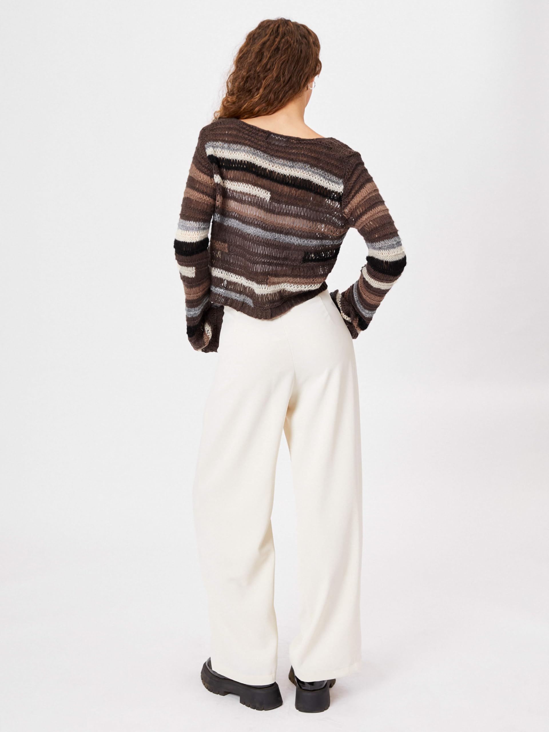 Stylish Cider Milk Tea Pleated Wide Leg Pants for Women - Comfortable High Waist Casual Trousers for Office, Travel & Everyday Wear