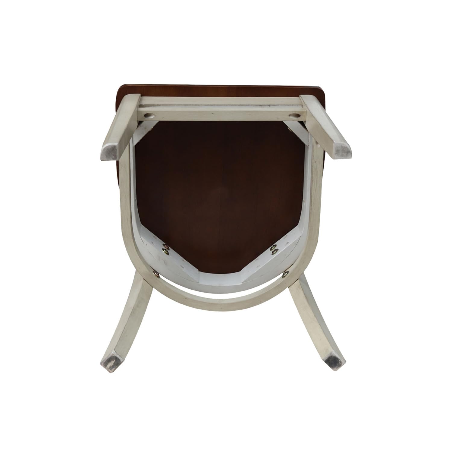 International Concepts Emily Side Dining Chairs - Set of 2, Antiqued Almond & Espresso Finish - Perfect for Kitchen, Dining Room or Breakfast Nook