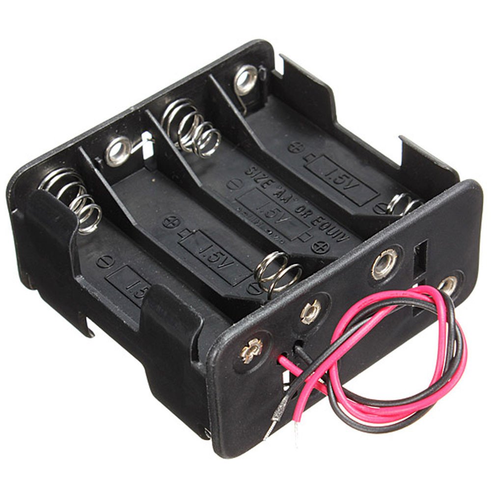 GorNorriss 8 AA Battery Holder with 2A 12V Clip and Wire Leads - Black Plastic Case for Electronics Projects, DIY, and Power Supply Applications
