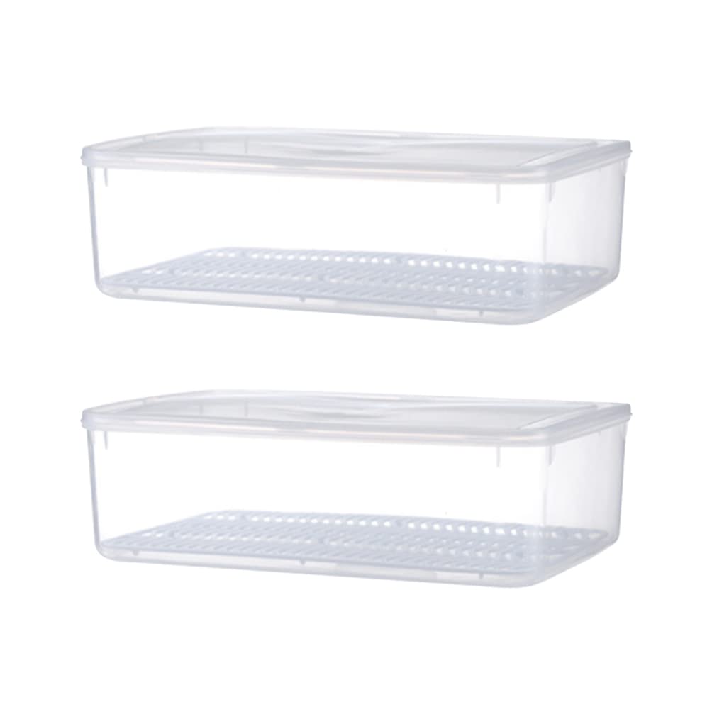 Angoily 2-Pack Clear Stackable Reusable Dumpling Food Storage Containers with Draining Board Lids - Refrigerator Organizer for Dumplings, Eggs & Meal Prep | Perfect for Kitchen, Fridge & Freezer Organization