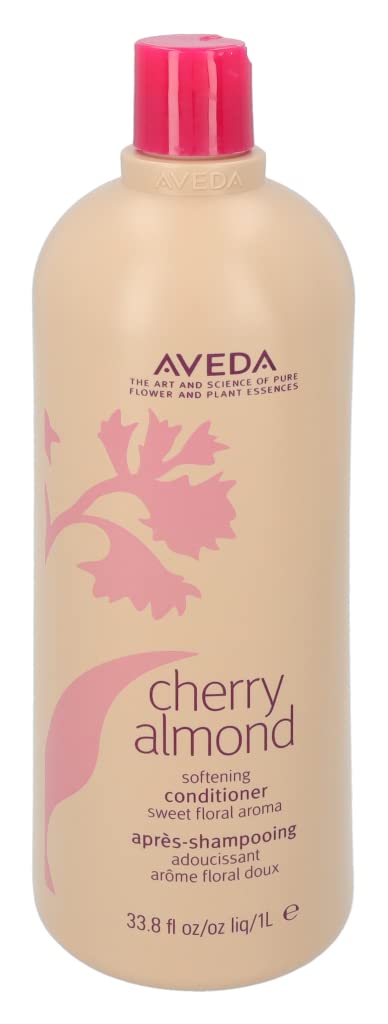 Aveda Cherry Almond Softening Conditioner for Normal to Dry Hair - 98% Naturally Derived with Coconut Oil & Shea Butter | Silicone Free Hair Care | Tonka, Orange & Ylang Ylang Scent | 33.8 Fl Oz | Deep Hydration for Damaged Hair | Perfect for Daily Use & Salon Quality Results