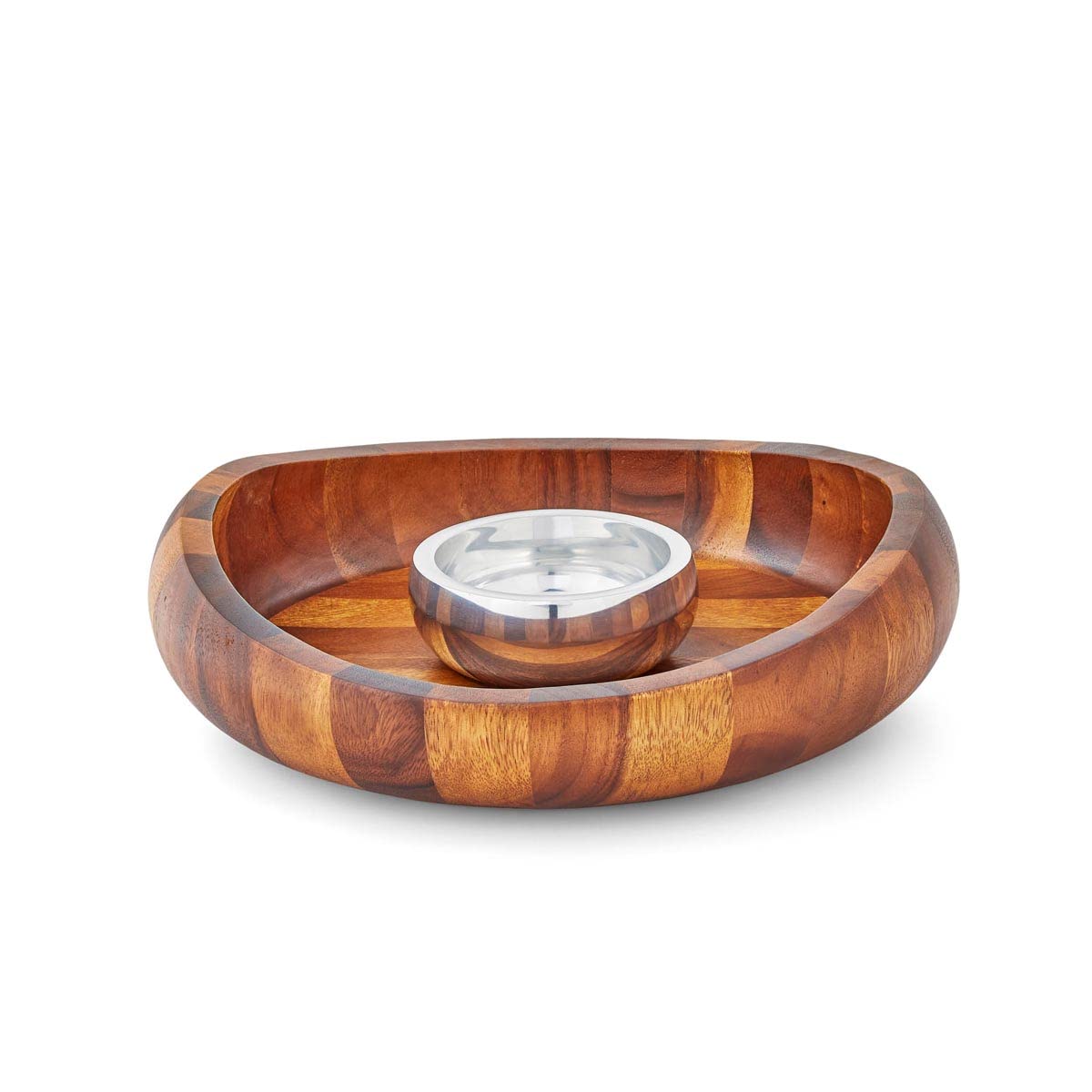 Nambe Butterfly Collection 2-Piece Chip and Dip Serving Set - 16-Inch Metal Tray with Bowl for Salsa, Guacamole, Veggies & Snacks | Elegant Party Platter for Entertaining, Game Nights & Potlucks