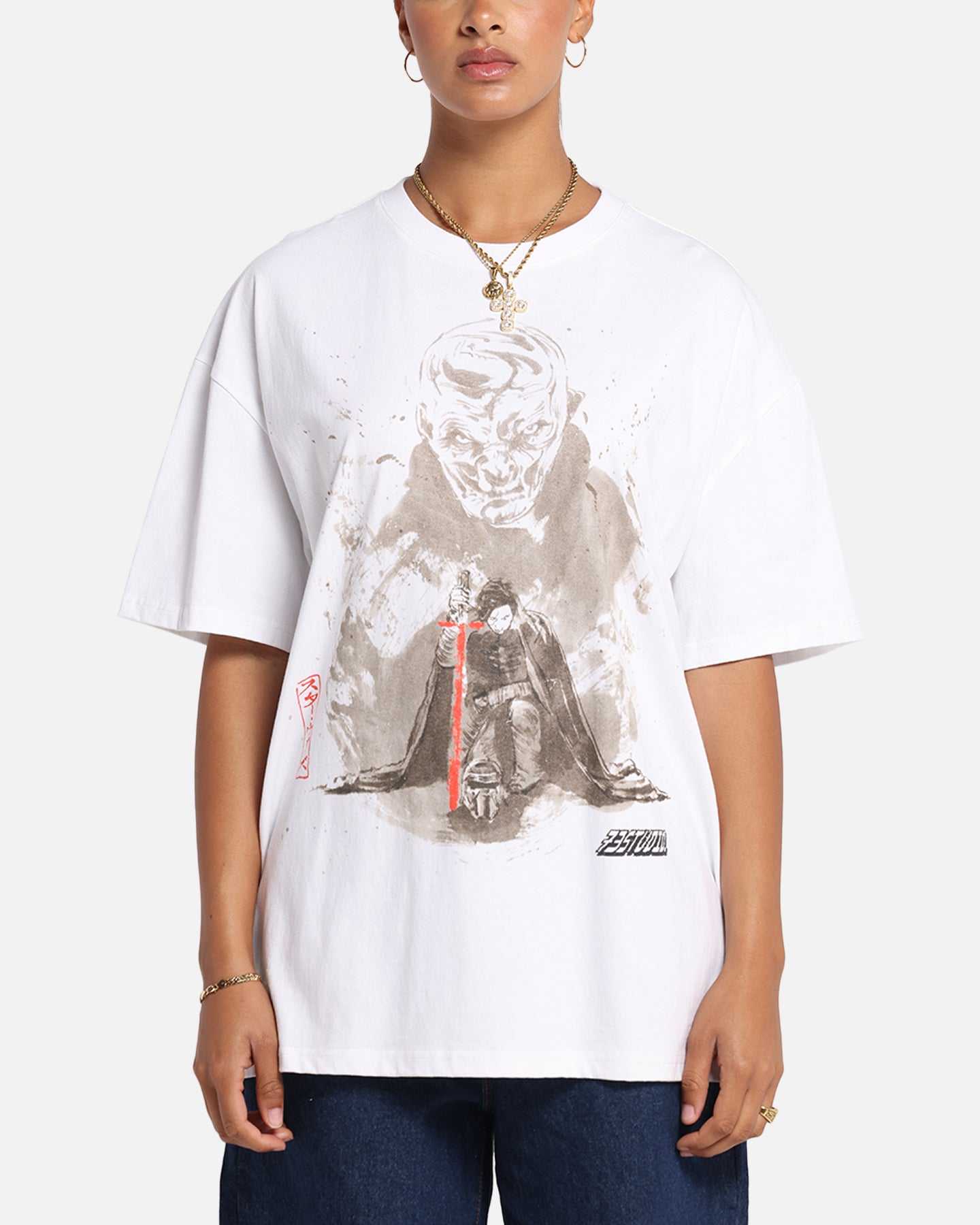 Star Wars Takumi Last Jedi Vintage T-Shirt - White | Officially Licensed Retro Graphic Tee for Men & Women - Perfect for Cosplay, Movie Nights & Fan Gifts
