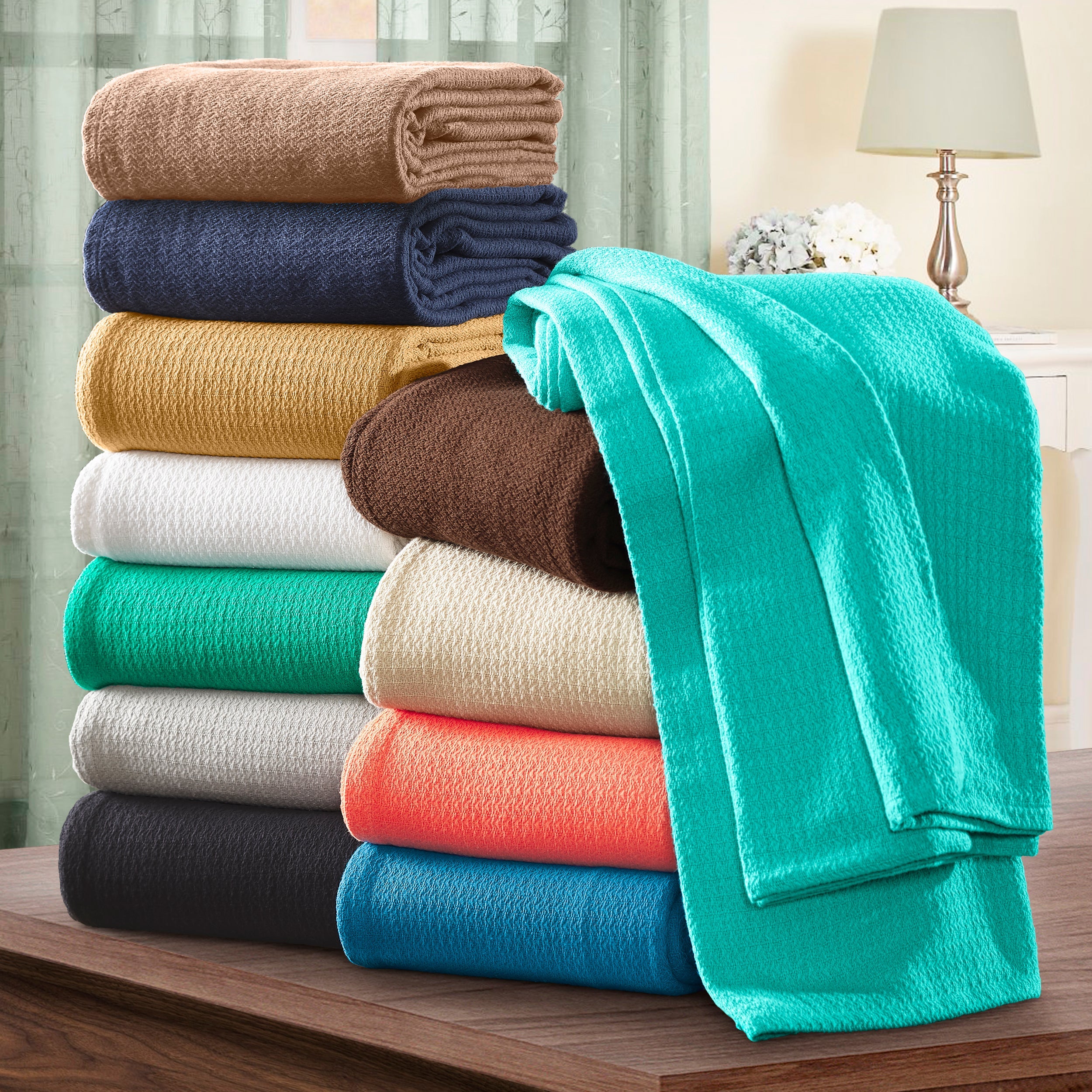 Premium Textured Cotton Waffle Weave Blanket - Soft & Breathable Throw for Bed, Sofa & Couch - Cozy Home Decor Gift for All Seasons