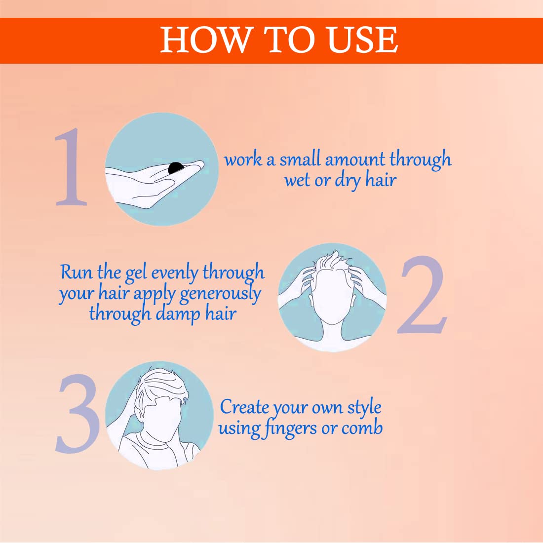 Lilium Strong Hold Hair Styling Gel - 300ml, Long Lasting Shine, Non-Sticky Formula for Super Hard Hold & Wet Look (Orange) - Perfect for Men's Hairstyling, Parties, Weddings & Daily Grooming
