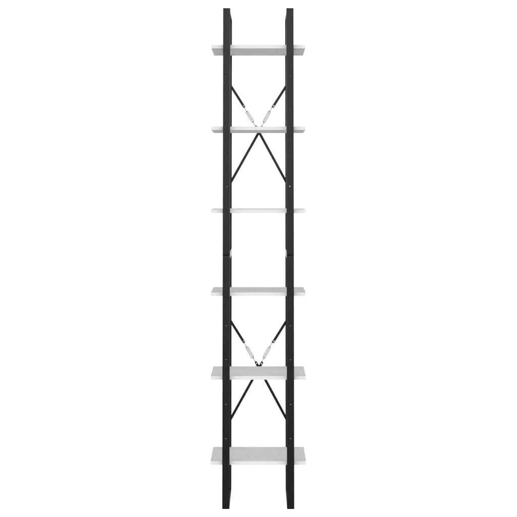 6-Tier Bookcase Storage Cabinet - Multipurpose Bookshelf & Display Shelf for Living Room, Bedroom - White Chipboard Organizer (15.7