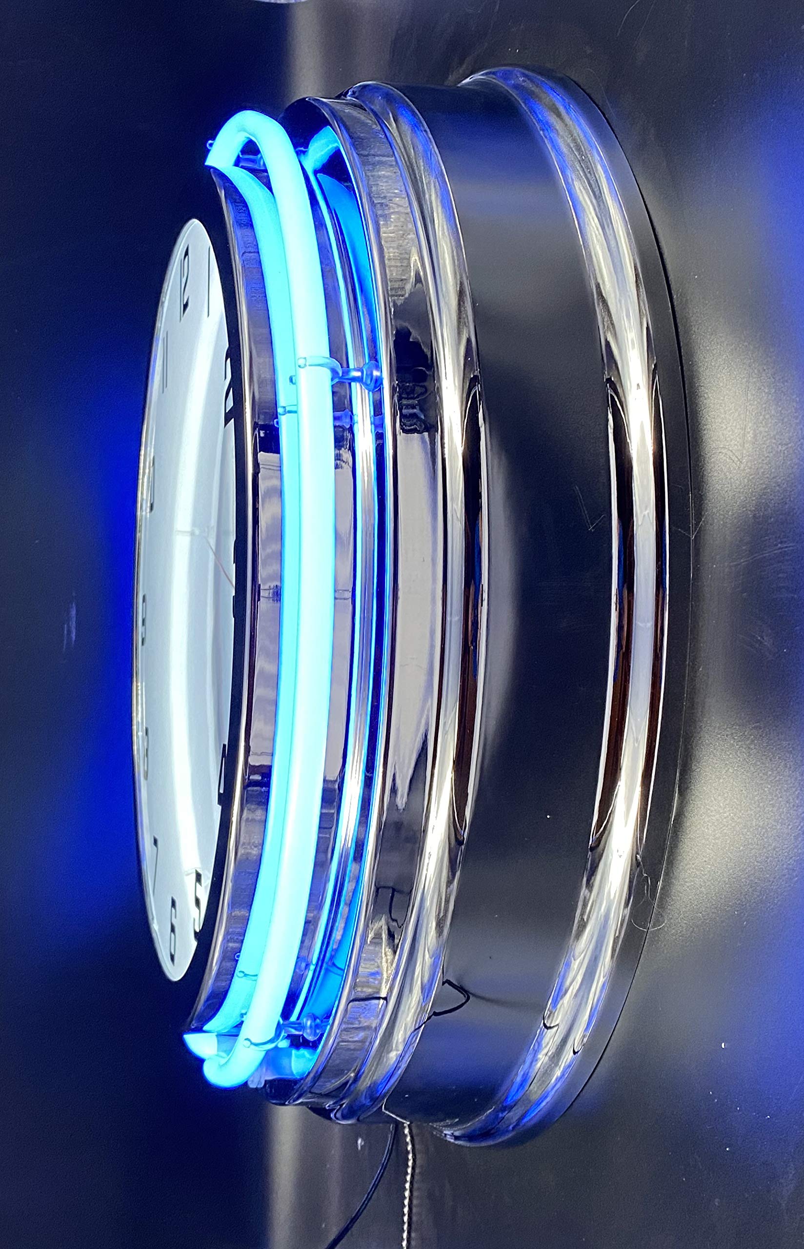 19 Inch Blue Moon Beer Neon Clock with Double Neon Tubes - Retro Bar Decor for Home, Man Cave, or Pub - Perfect for Game Nights & Party Decorations