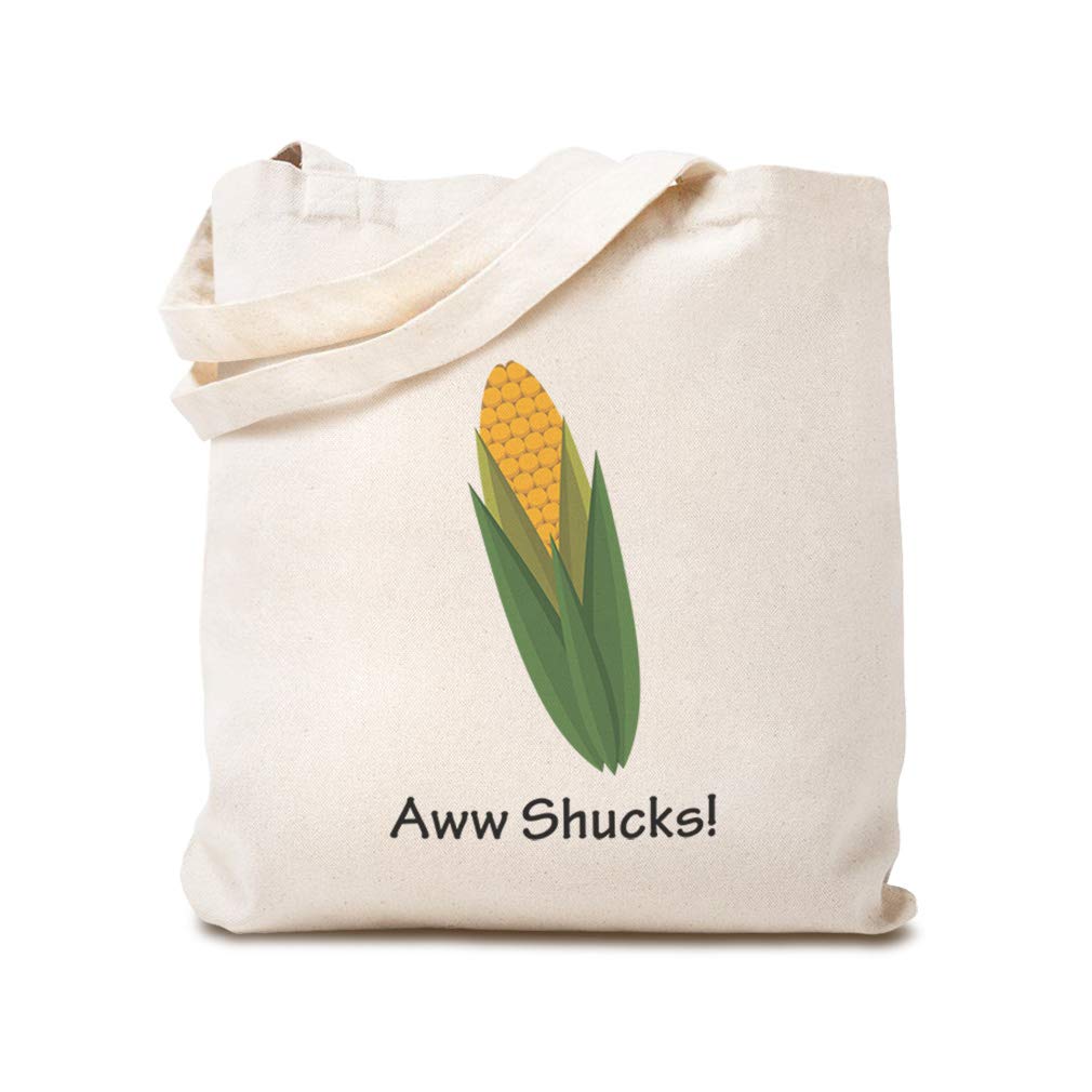 Custom Canvas Tote Bag - Reusable Eco-Friendly Shopping Bag with 'Aww Shucks! Corn on The Cob' Funny Food Design | Humorous Beach Tote for Kids & Adults | Perfect for Grocery Shopping, Picnics & Summer Outings