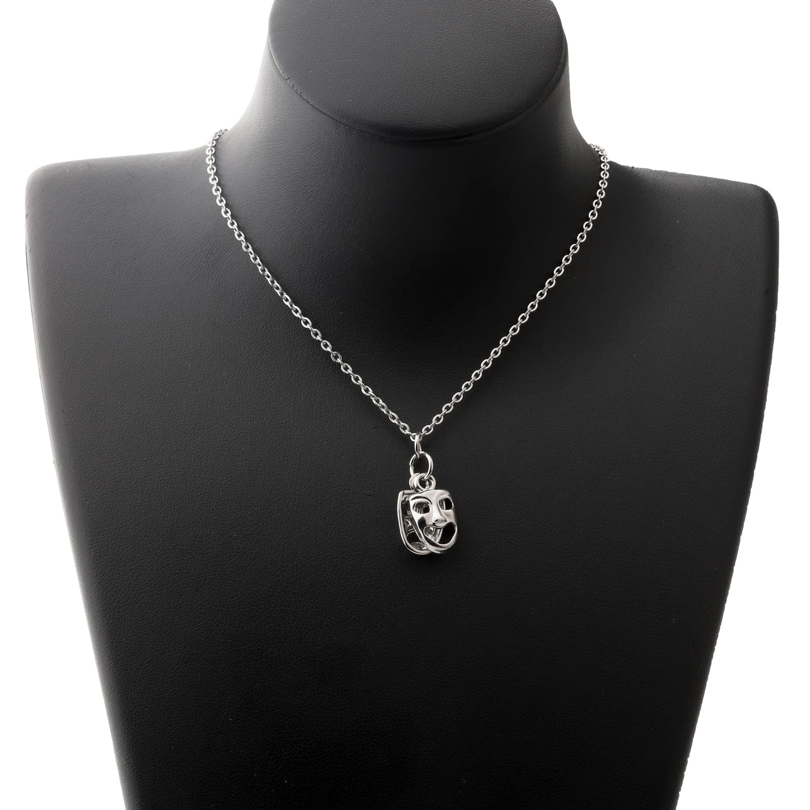 MYOSPARK Comedy and Tragedy Mask Pendant Necklace - Theater Lover Gift, Drama Graduation Present with Gift Card - Perfect for Actors, Theater Students, and Drama Enthusiasts