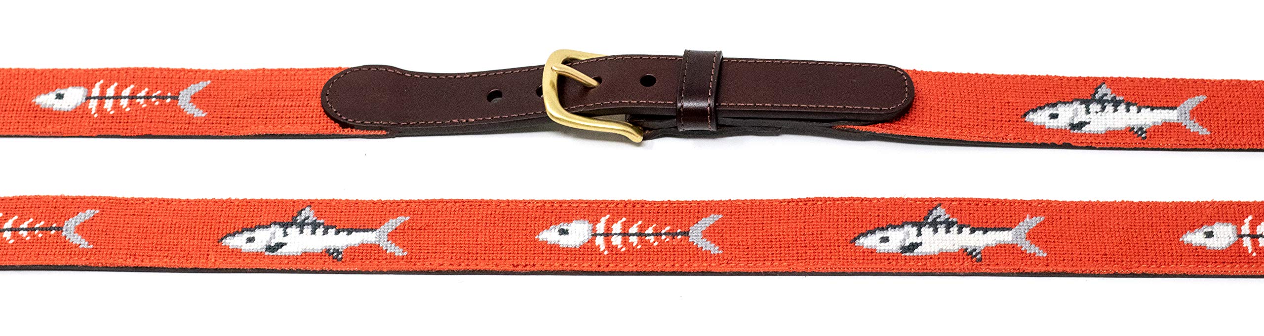 Premium Full Grain Leather Needlepoint Belts for Men - Handcrafted with Cotton Thread & Solid Brass Buckle - Perfect for Casual, Business & Formal Occasions