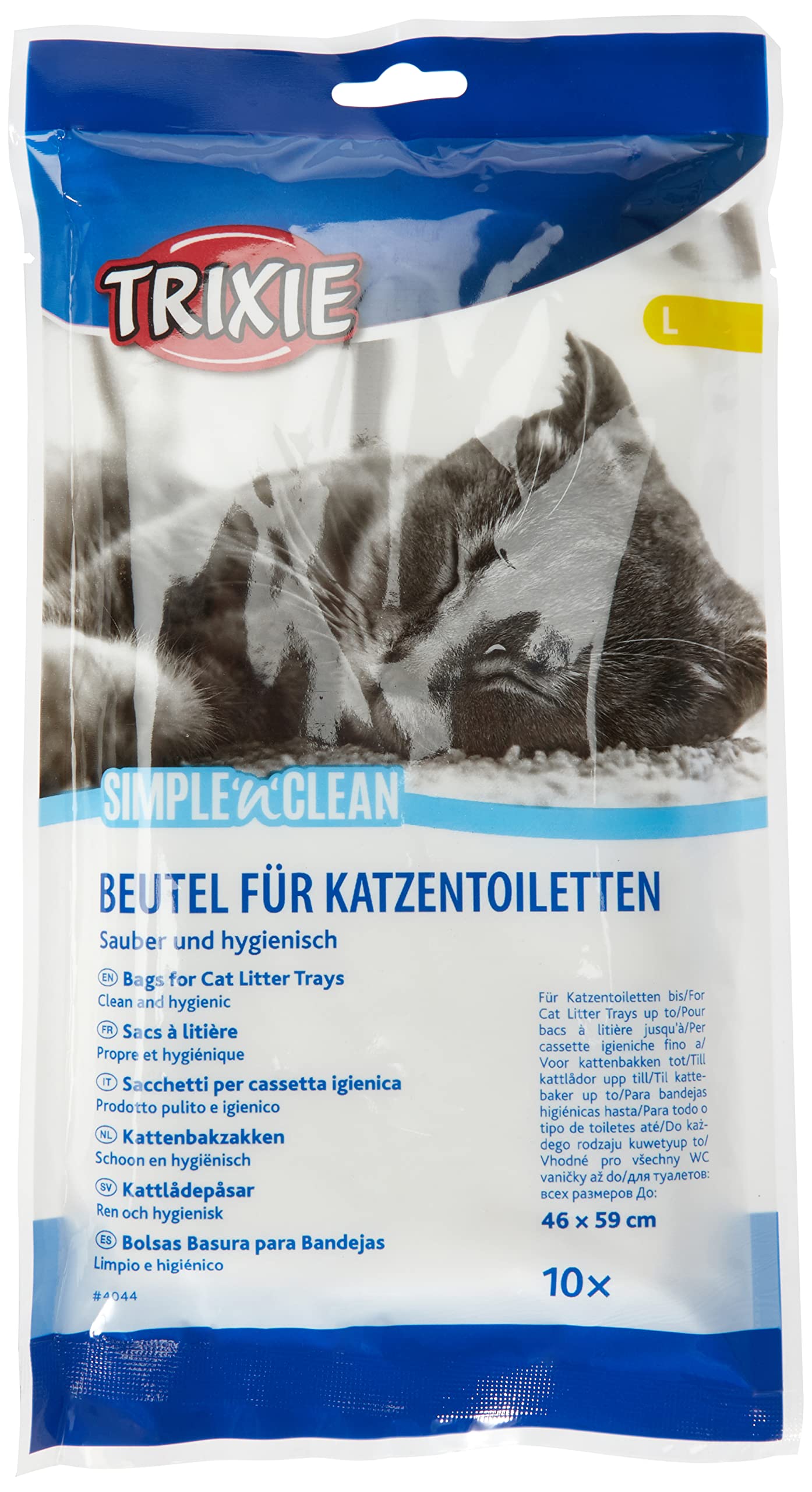 TRIXIE Simple'n'Clean Cat Litter Tray Bags - 10 Pack (46 x 59 cm, Size L) for Quick & Easy Cleaning | Durable Waste Disposal Solution for Cat Owners | Perfect for Home, Travel & Multi-Cat Households