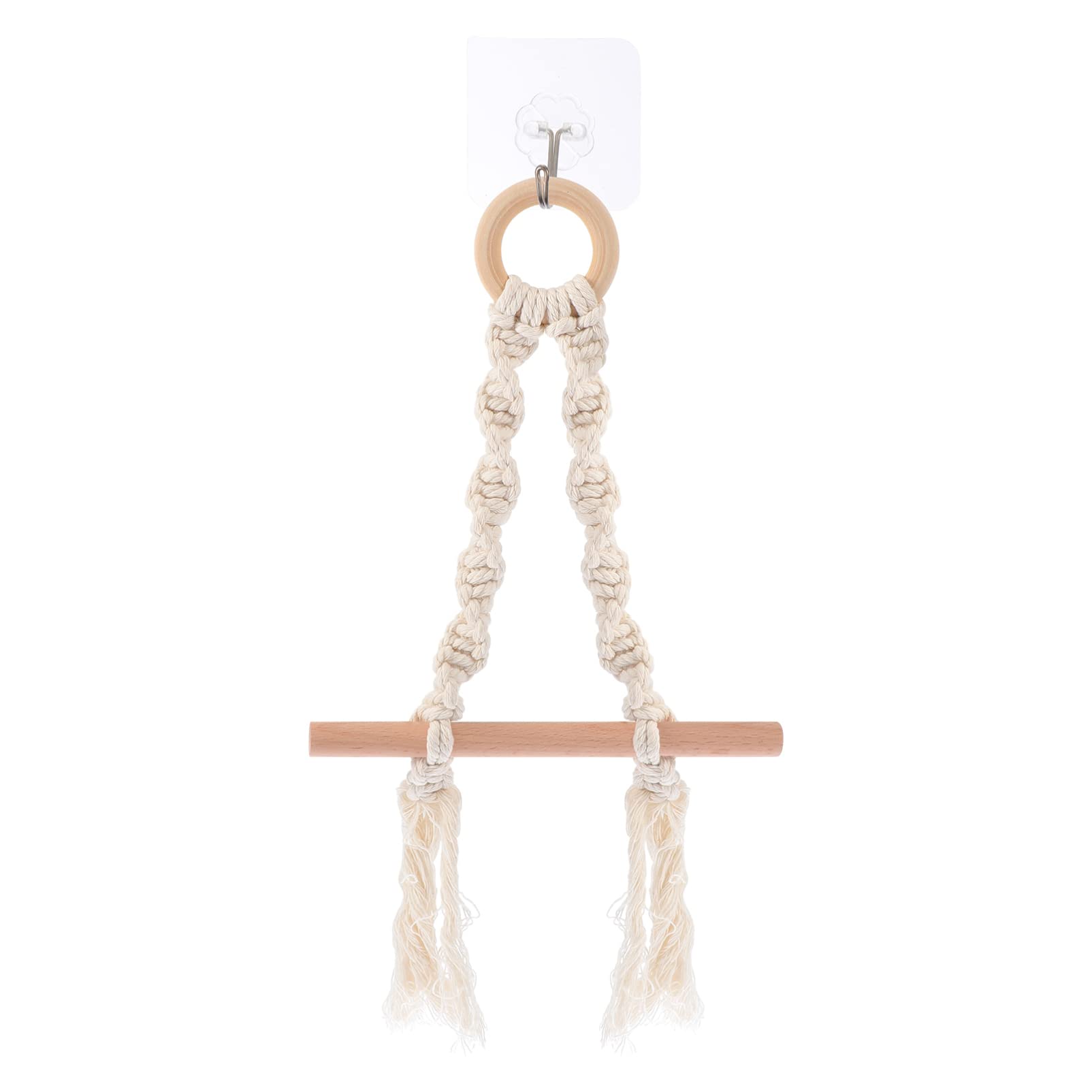Macrame Hanging Shelf & Towel Holder Set - Wall Mounted for Bathroom & Kitchen Decor