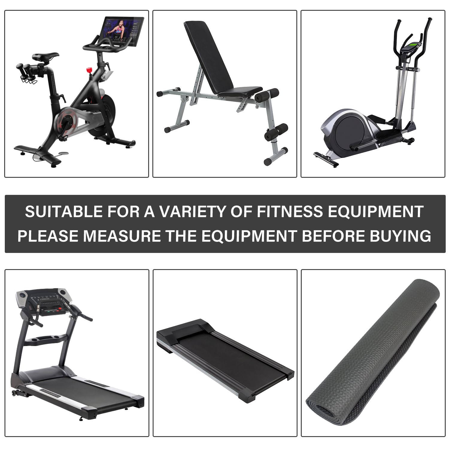 Premium Non-Slip Exercise Equipment Mats - Treadmill Mat, Walking Pad Mat, Exercise Bike Mat, Under Elliptical & Rowing Machine Mat for Hardwood & Carpet Floors - Home Gym Floor Protection & Noise Reduction