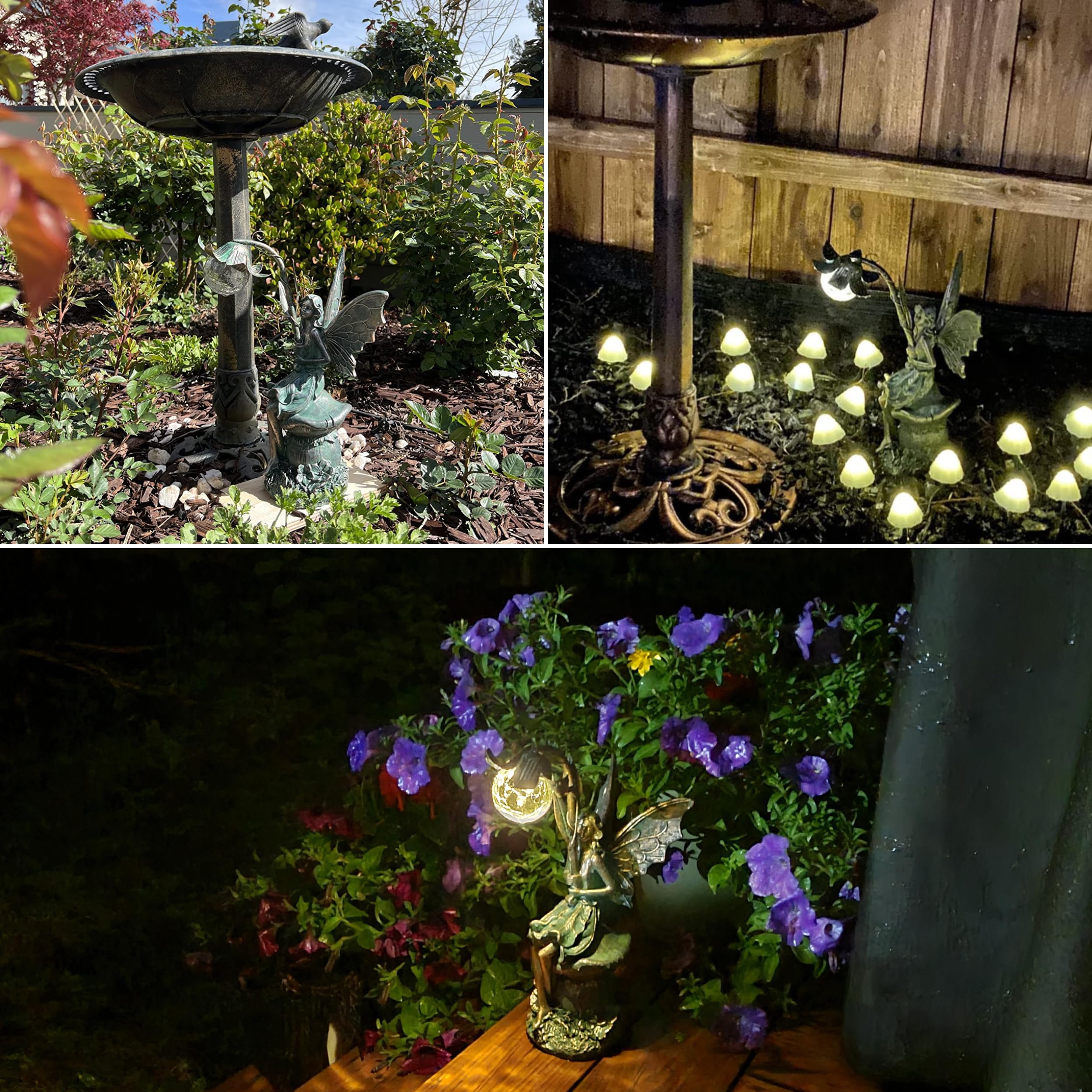 TERESA'S COLLECTIONS Outdoor Garden Statues - Solar Powered Fairy Sculptures & Figurines, 13.8'' Resin Patina Bronze Decor for Patio, Yard & Valentine's Gifts for Women & Mom | Weather-Resistant Garden Art for Romantic Backyard, Wedding Decor & Housewarming Present