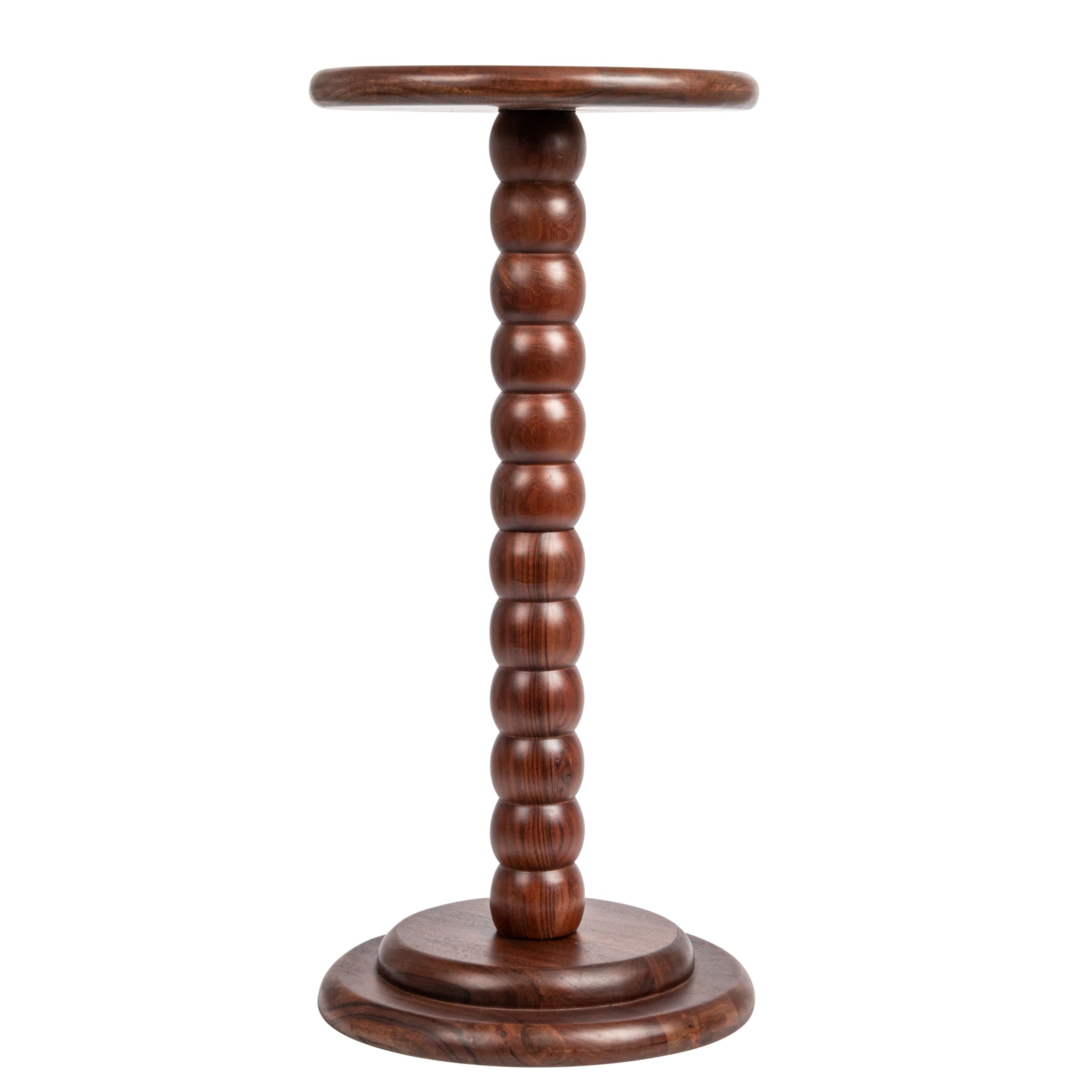 Creative Co-Op Stacked Pedestal Cocktail Side Table - Dark Chestnut Finish - Modern End Table for Living Room, Bedroom & Small Spaces - Perfect for Drinks, Books & Decor