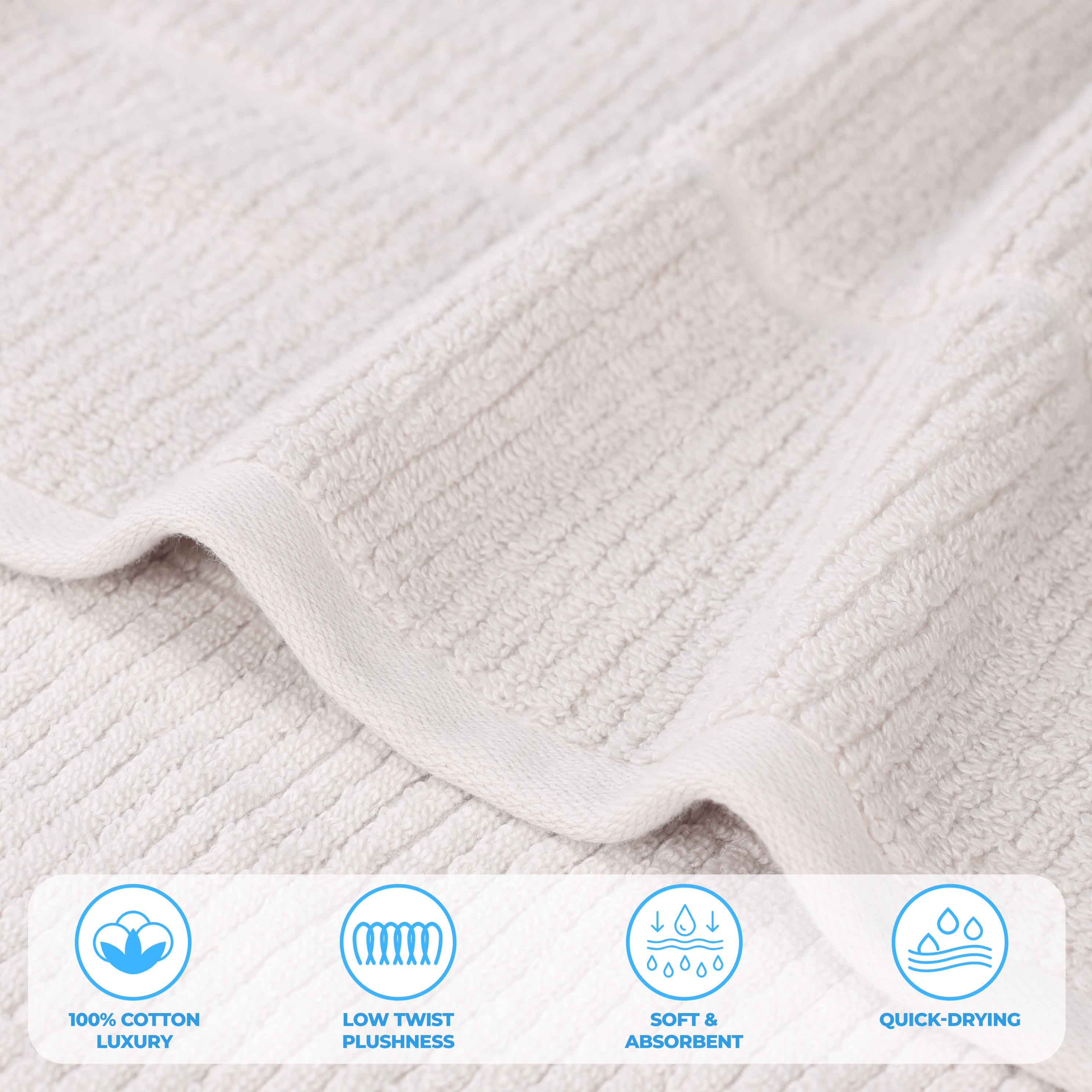 Milo Smart Twist Cotton Solid Ribbed Design Bath Sheets, Set of 2 - Ultra Soft & Absorbent Luxury Towels for Spa, Bathroom & Beach Use
