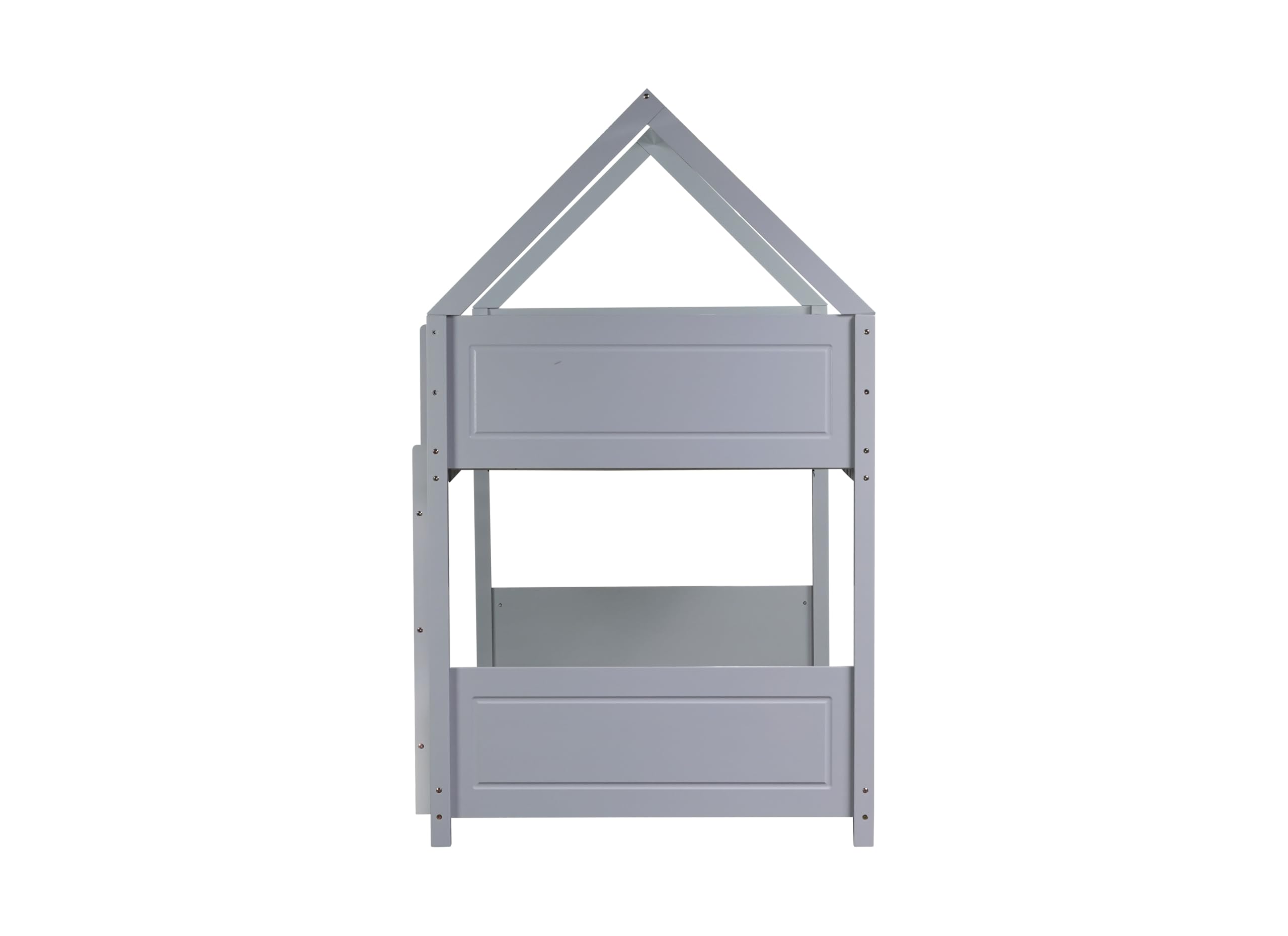 LZ LEISURE ZONE Twin Over Twin Bunk Bed with Guardrails & Ladder - Space-Saving Kids Bedroom Furniture, Light Gray - Perfect for Small Rooms, Shared Kids' Bedrooms & Sleepovers