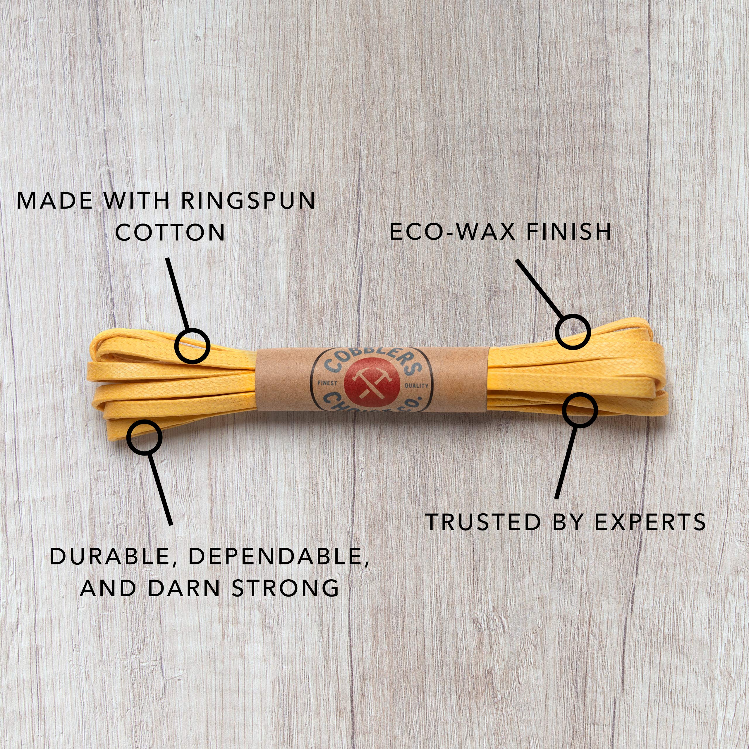 Premium Flat Waxed Cotton Boot Laces - Durable & Stylish Shoelaces for Work Boots, Hiking & Outdoor Shoes - Cobbler's Choice Replacement Laces for Men & Women - Perfect for Work, Hiking & Everyday Wear