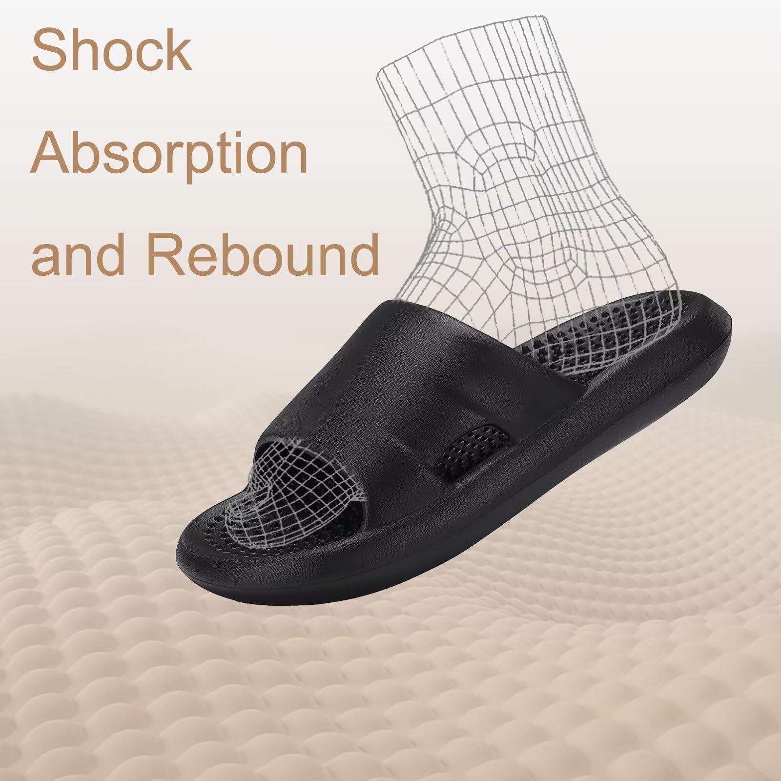 NineCiFun Massage Slippers for Men & Women - Non-Slip Shower Shoes, Indoor Bedroom Sandals, Pool & Spa Footwear - Relaxing Massage for Home, Hotel, and Gym Use