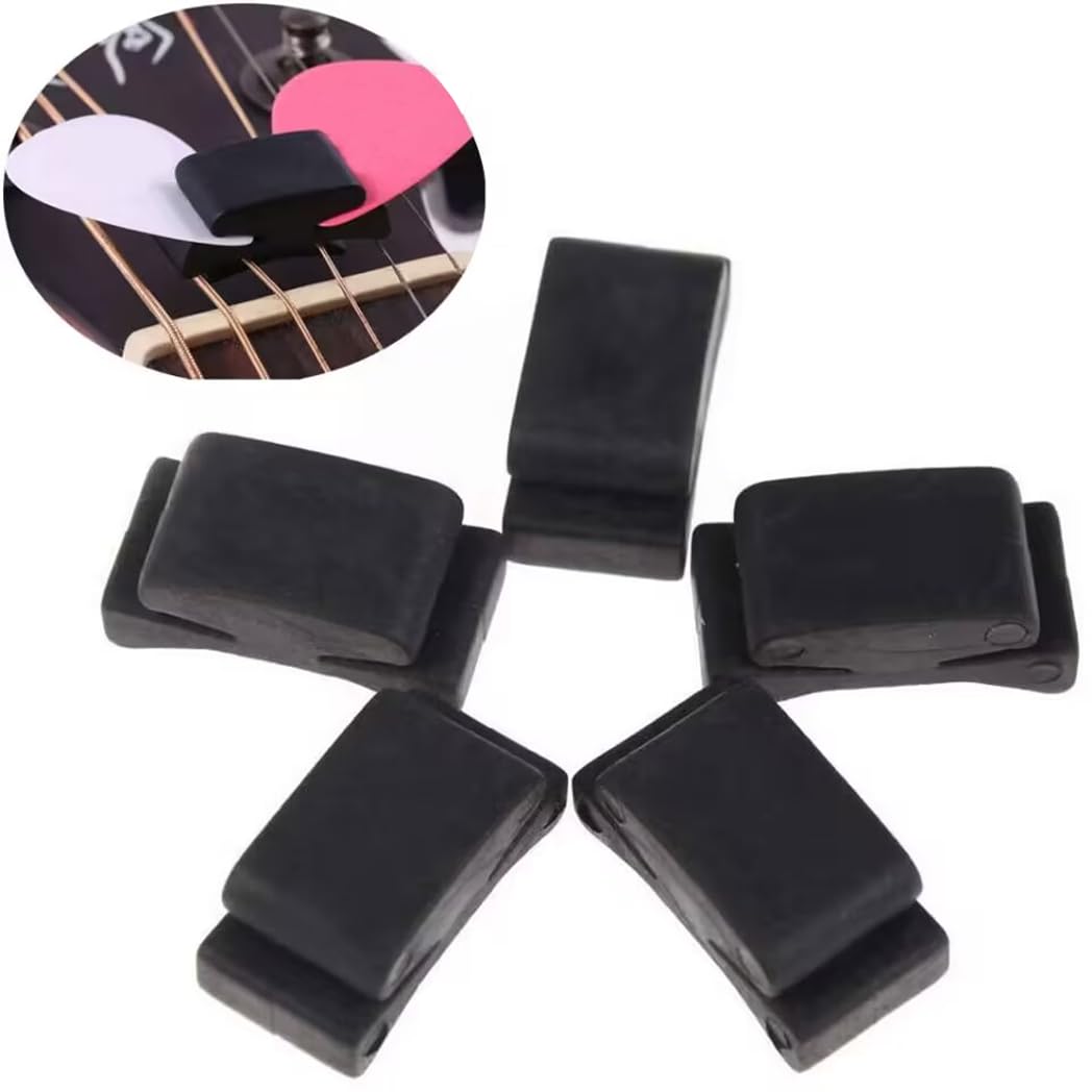 5-Pack Rubber Guitar Pick Holder - Secure Headstock Pick Storage for Guitar, Bass, Ukulele, Banjo & Mandolin - Perfect for Practice, Performances & Music Lessons