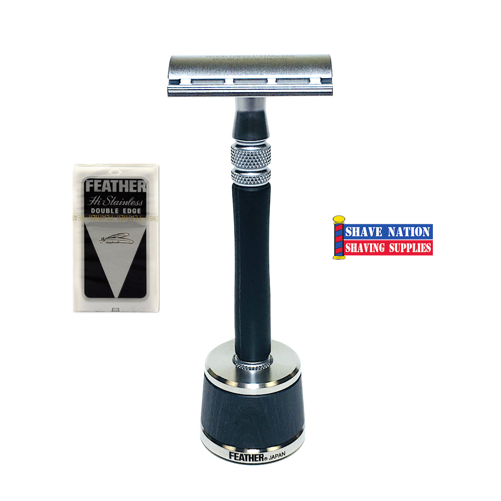 Premium Stainless Steel Safety Razor with Wood Handle - Feather Closed Comb Design for Smooth Shaving - Ideal Gift Set for Men, Travel & Wet Shaving Enthusiasts