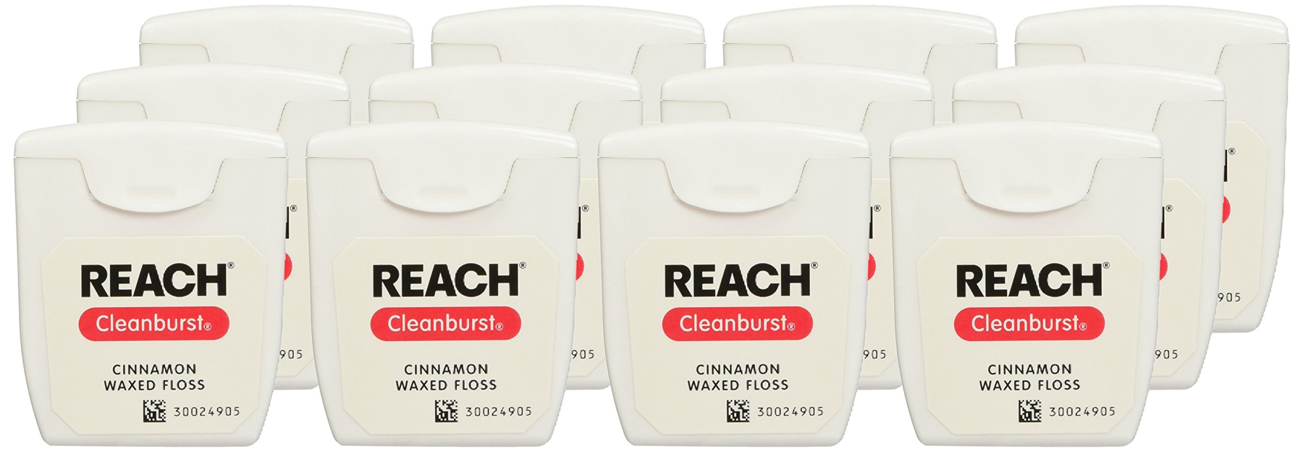 Reach Cleanburst Cinnamon Dental Floss - 12 Pack (50 Yards Each) | Minty Fresh Breath, Plaque Removal | Perfect for Travel, Home & Office Oral Care