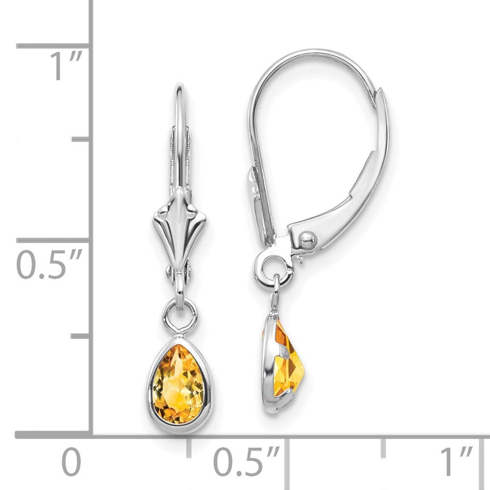 14K White Gold 6x4mm Citrine November Birthstone Earrings for Women - Dainty Fine Jewelry Gift for Her - Perfect for Birthdays, Anniversaries & Special Occasions
