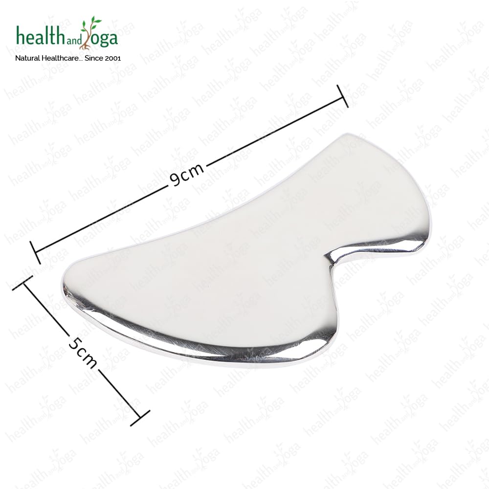 HealthAndYoga™ SteloLift 304 Stainless Steel Gua Sha Scraping Massage Tool - B-Shaped Muscle Pain Relief & Soft Tissue Mobilization for Back, Neck, Shoulder - Professional Tendon Therapy & Relaxation Aid for Home Spa & Self-Care