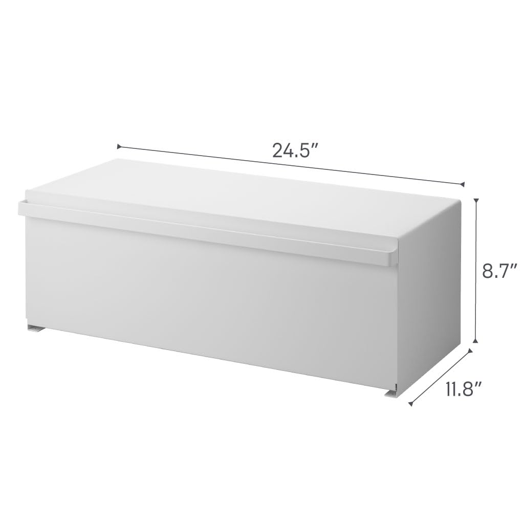 Yamazaki Home Tower Wide Bread Box - Stainless Steel Bread Storage Container for Freshness | Perfect for Kitchen Countertop, Pantry & Dining Room Organization