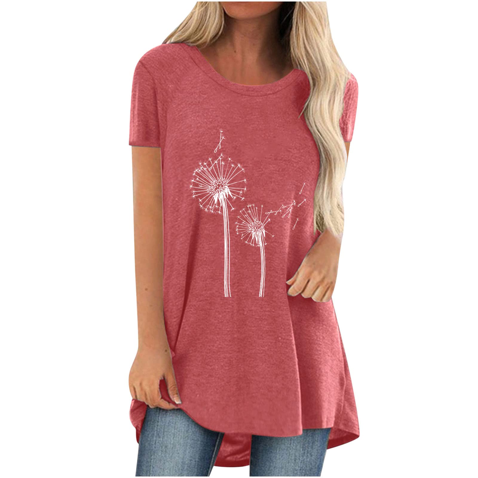 Women's Casual Printed Short Sleeve Blouse - Loose Fit Tunic Top for Gym, Yoga & Everyday Wear | Breathable Activewear Shirt for Women