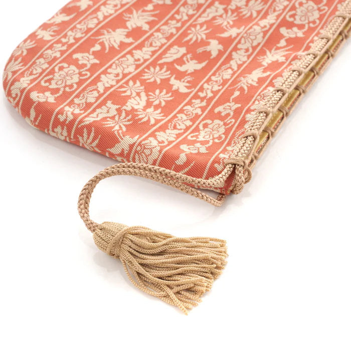 Nishijin Ori Small Drawstring Bag - Bird & Rose Design | Authentic Japanese Traditional Craft Purse Made in Kyoto | Perfect for Gift, Cosmetics & Jewelry Storage