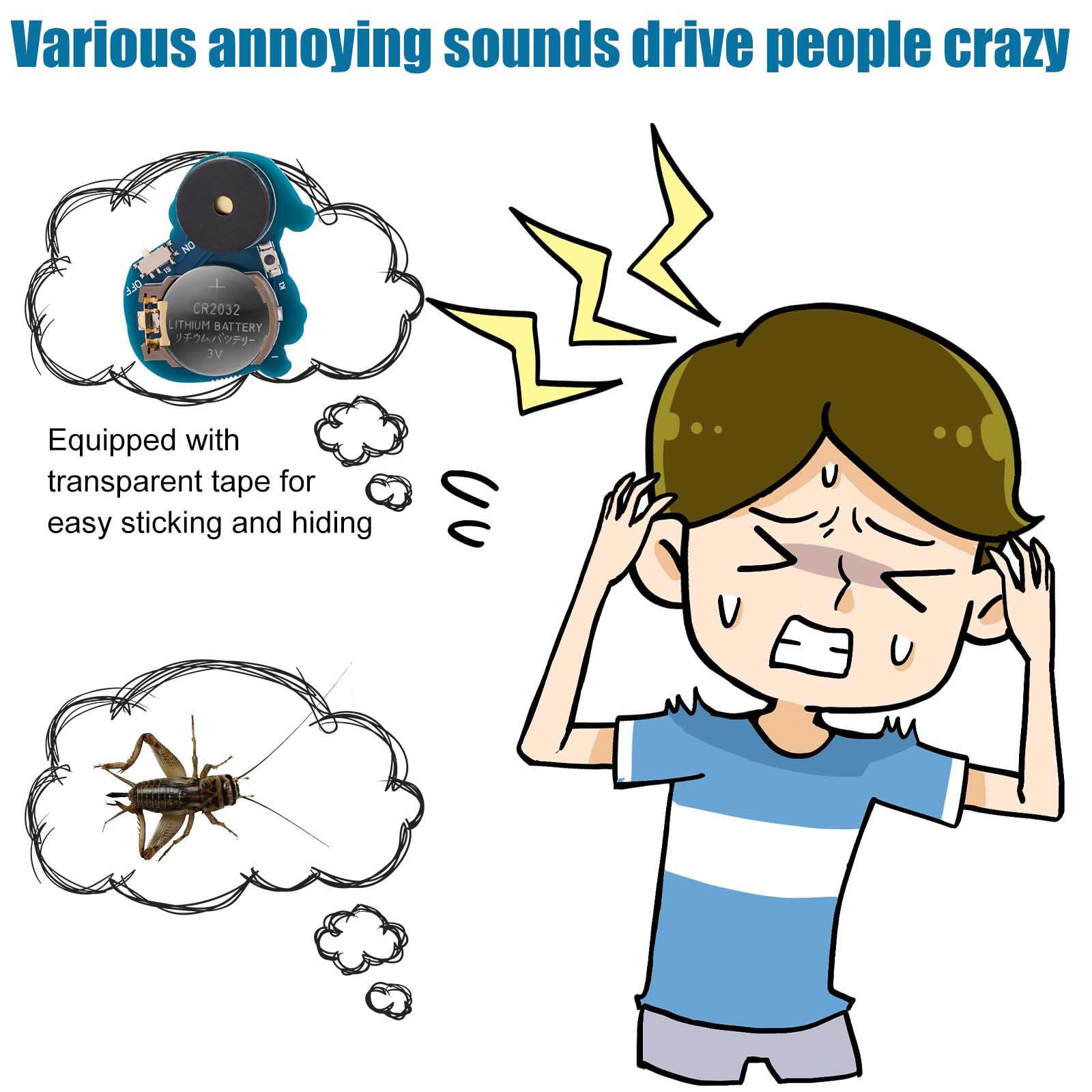 Santa Claus Style Cricket Noise Maker - 16 Annoying Sound Effects for Pranks, Home, School & Parties | Blue Hidden Beeping Machine for Fun & Mischief
