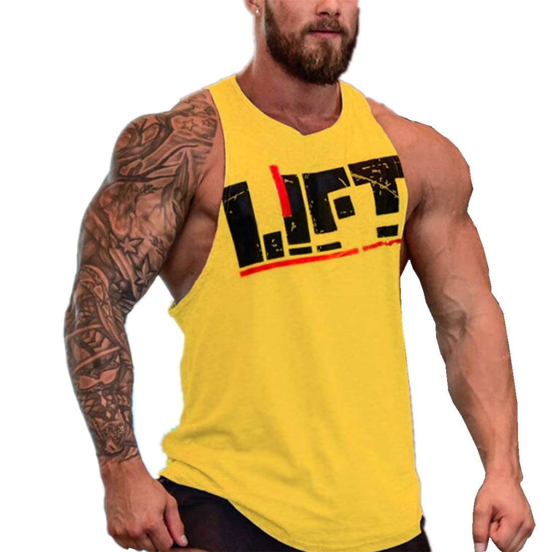 Men's Gym Tank Top - Sleeveless Workout Shirt for Bodybuilding & Training - Breathable Cotton Stringer Vest - Perfect for Weightlifting, CrossFit & Fitness