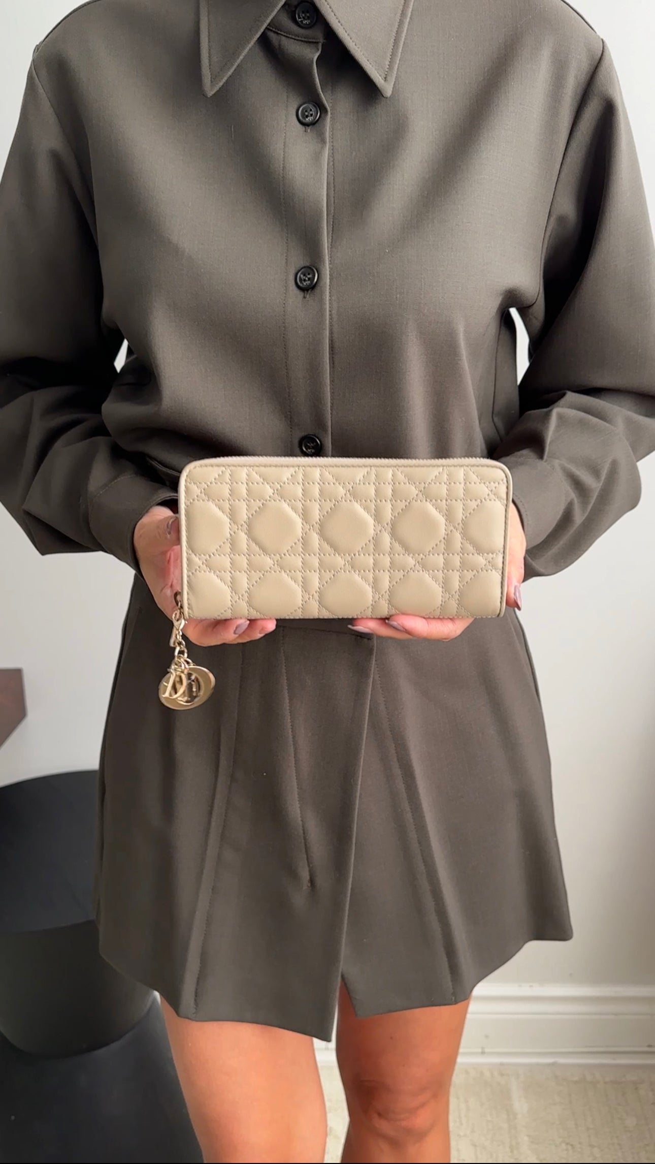 Christian Dior Lady Dior Light Beige Cannage Lambskin Voyageur Wallet - Luxury Designer Wristlet for Women | Perfect for Travel, Parties & Everyday Use