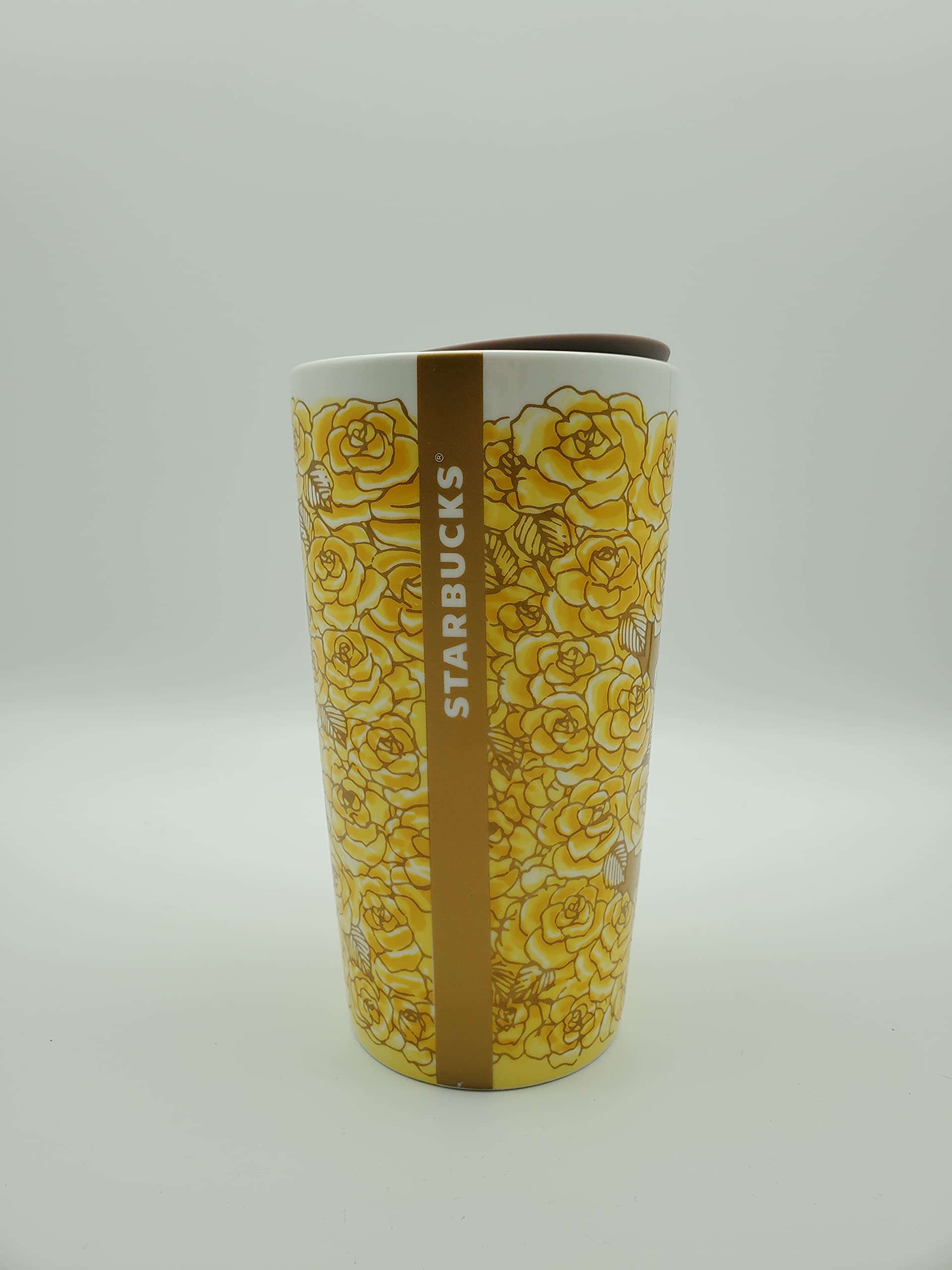 Starbucks Yellow Rose of Texas Ceramic 12oz Travel Tumbler with Lid - Insulated Coffee Mug for Hot & Cold Drinks - Perfect for Office, Commuting, and Outdoor Adventures