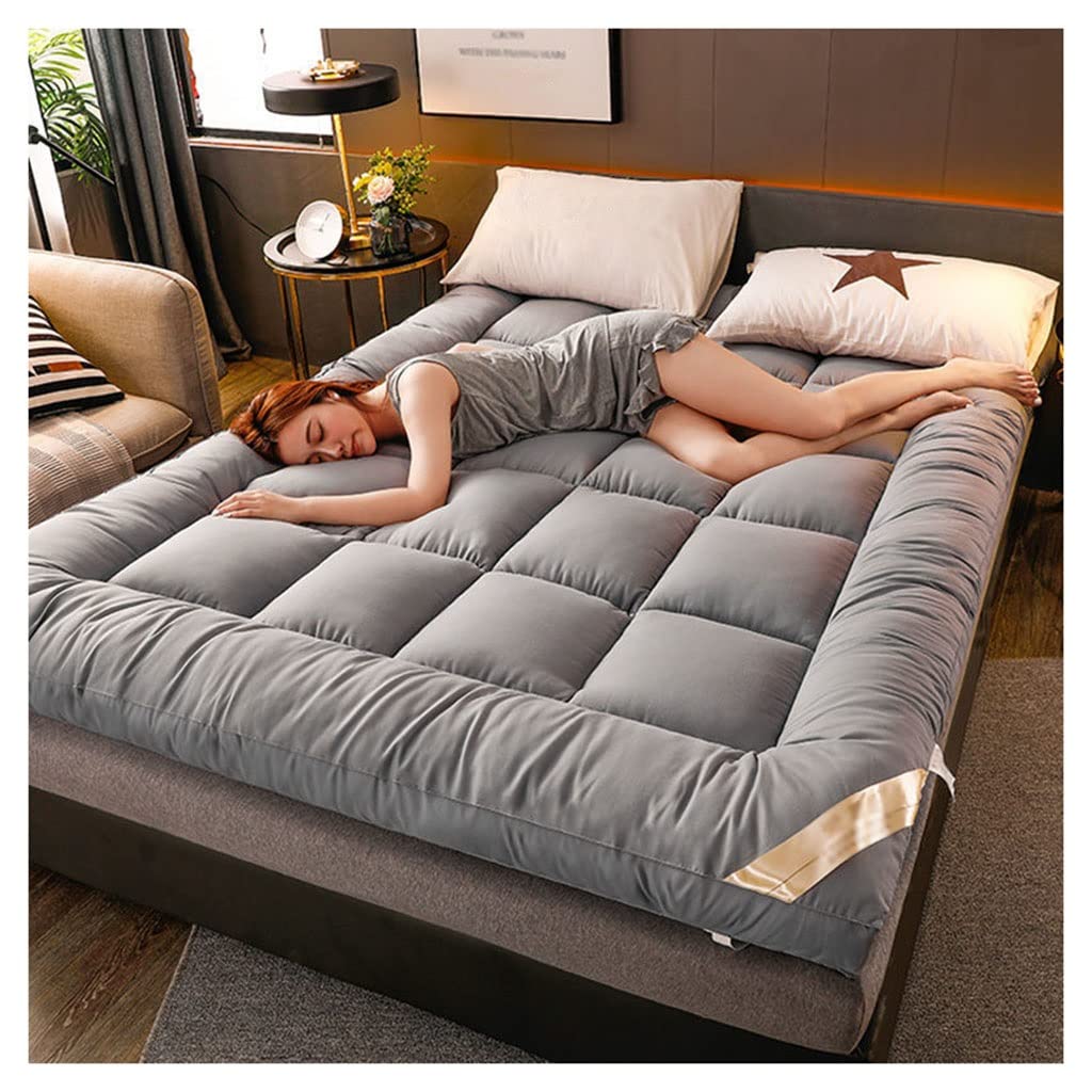 HOMFLOW Soft & Breathable Floor Mattress Topper - Portable Folding Single/Double Bed Pad, Quilted Thick Sleeping Mat for Guest Room, Camping & Travel - Comfortable Floor Mattress for Home & Outdoor Use