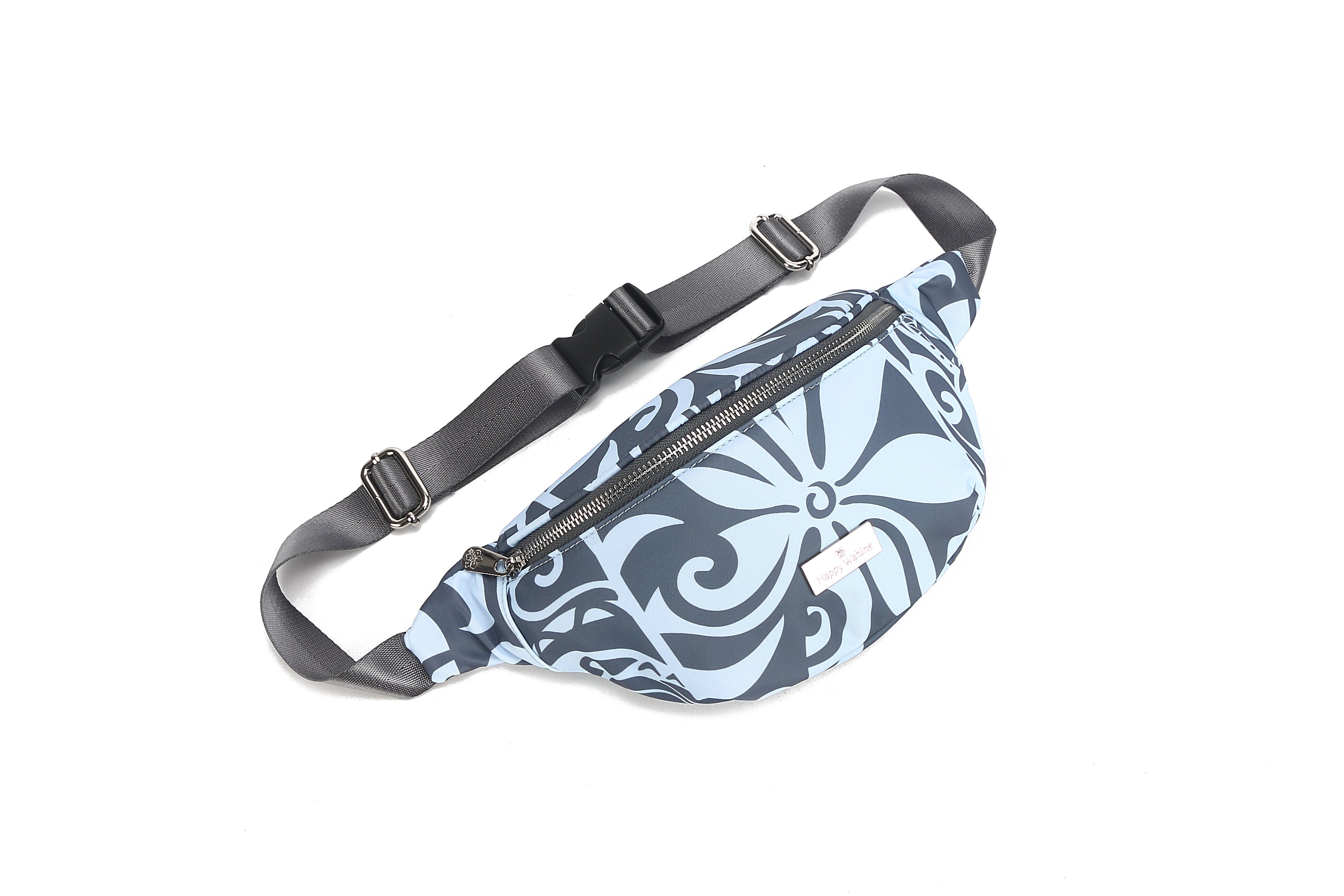 Keʻolu Tapa Tiare Teal Belt Bag - Stylish Waist Pack for Women & Men - Perfect for Travel, Hiking, Running & Everyday Use