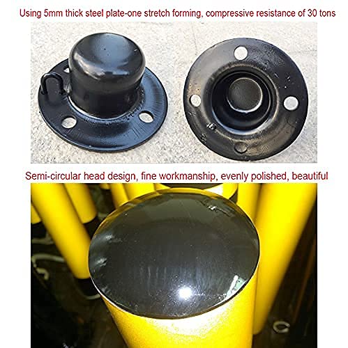 2 Pack Heavy Duty Metal Parking Bollards with Reflective Tape - 76x600mm Driveway Security Posts for Cars, Easy Installation - Ideal for Driveways, Parking Lots & Garages