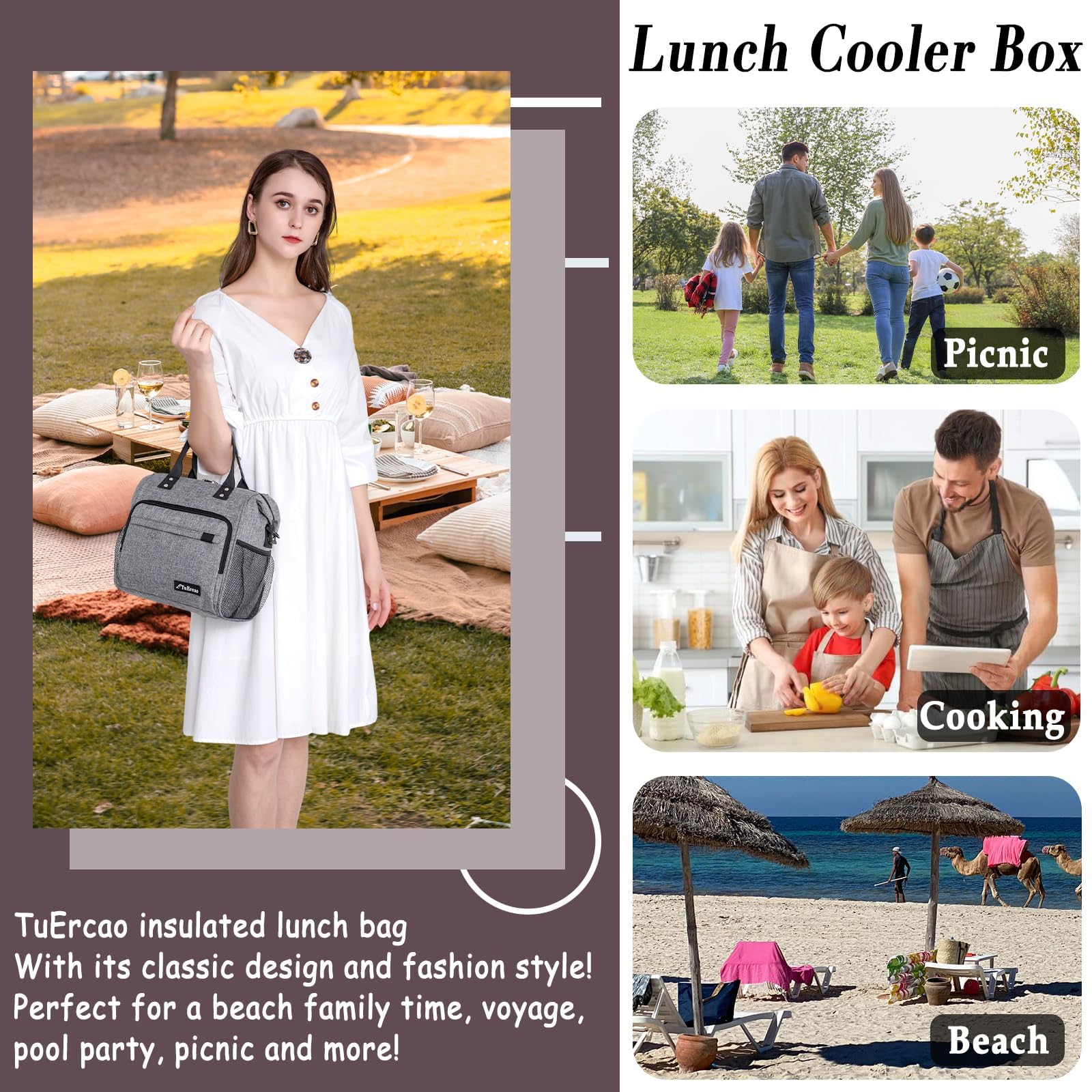 Insulated Lunch Box for Adults - Reusable Thermal Lunch Bag for Men & Women - Perfect for Work, Office, School & Picnics