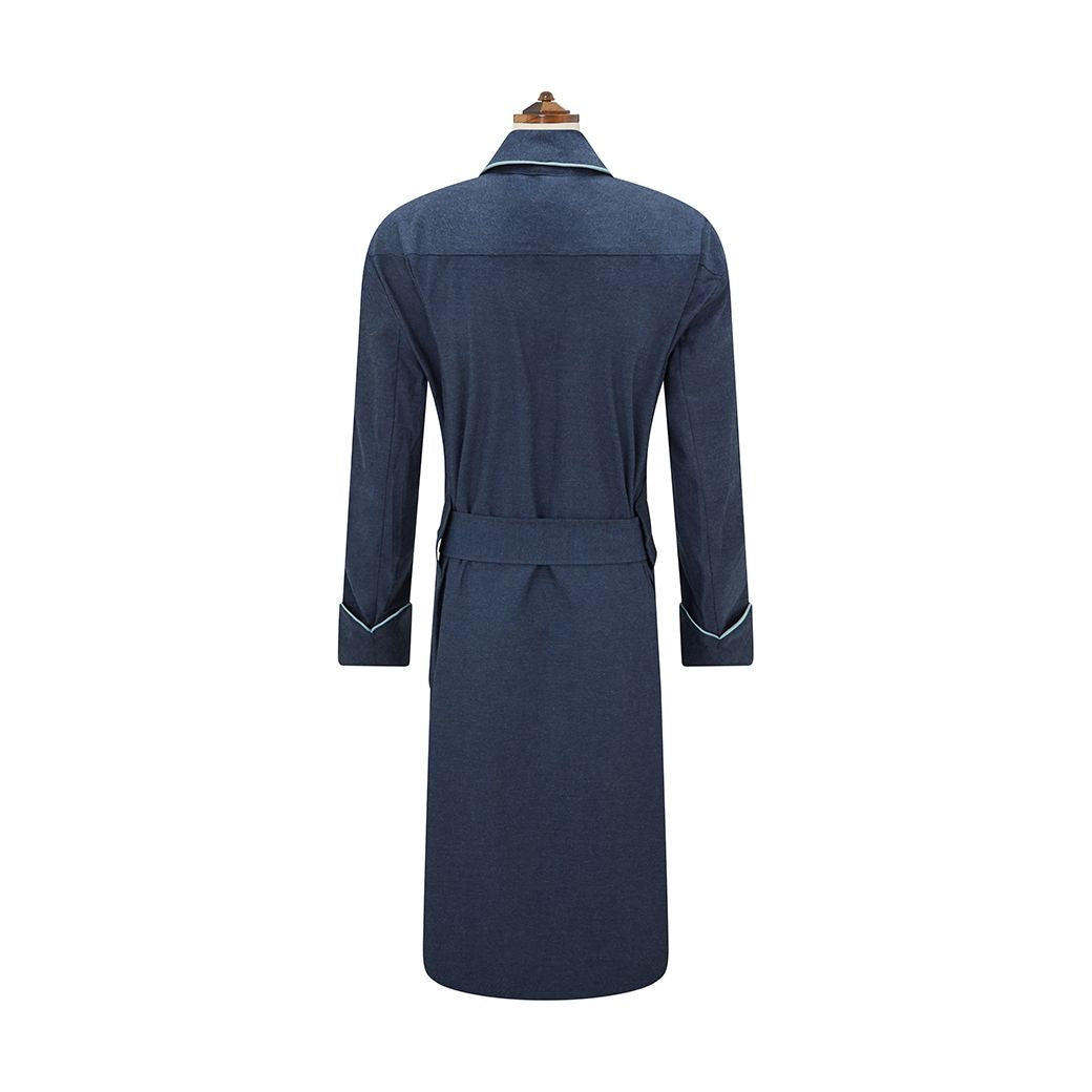 Luxury Navy Blue Brushed Twill Dressing Gown for Women - Soft Cotton Robe with Pockets - Perfect for Spa, Lounge & Home Relaxation