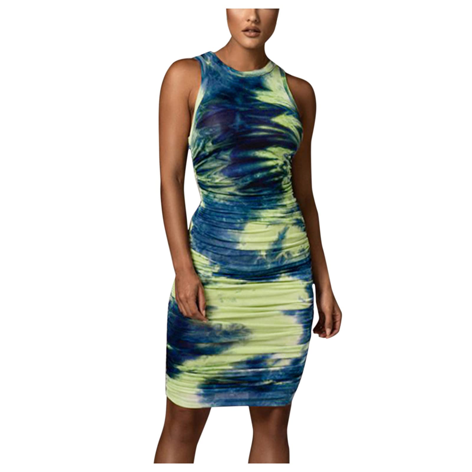 Sexy Women's Sleeveless Midi Dress - Round Neck Slim Fit Summer Skirt Dress for Women | Perfect for Beach Vacations, Date Nights & Casual Outings